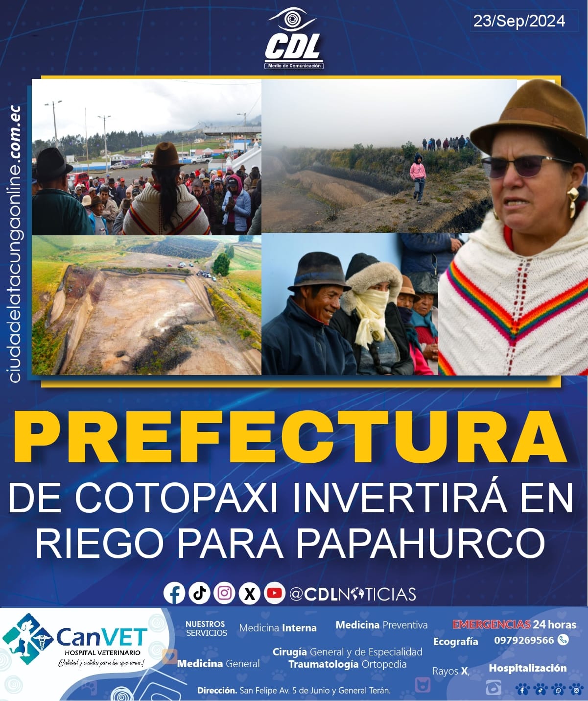 PREFECTURA DE COTOPAXI INVERTIRÁ EN RIEGO PARA PAPAHURCO
