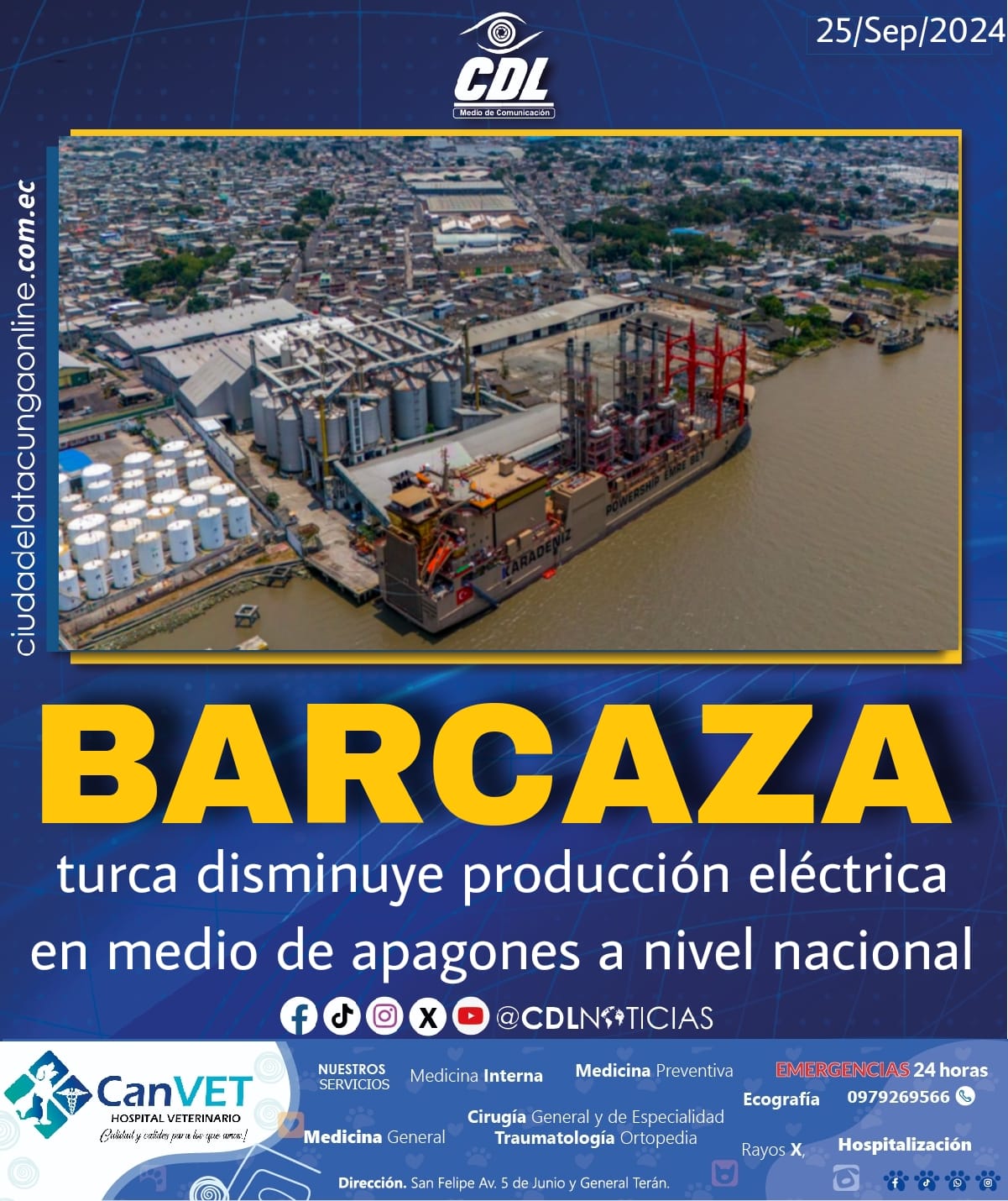 Barcaza turca disminuye producción eléctrica en medio de apagones a nivel nacional