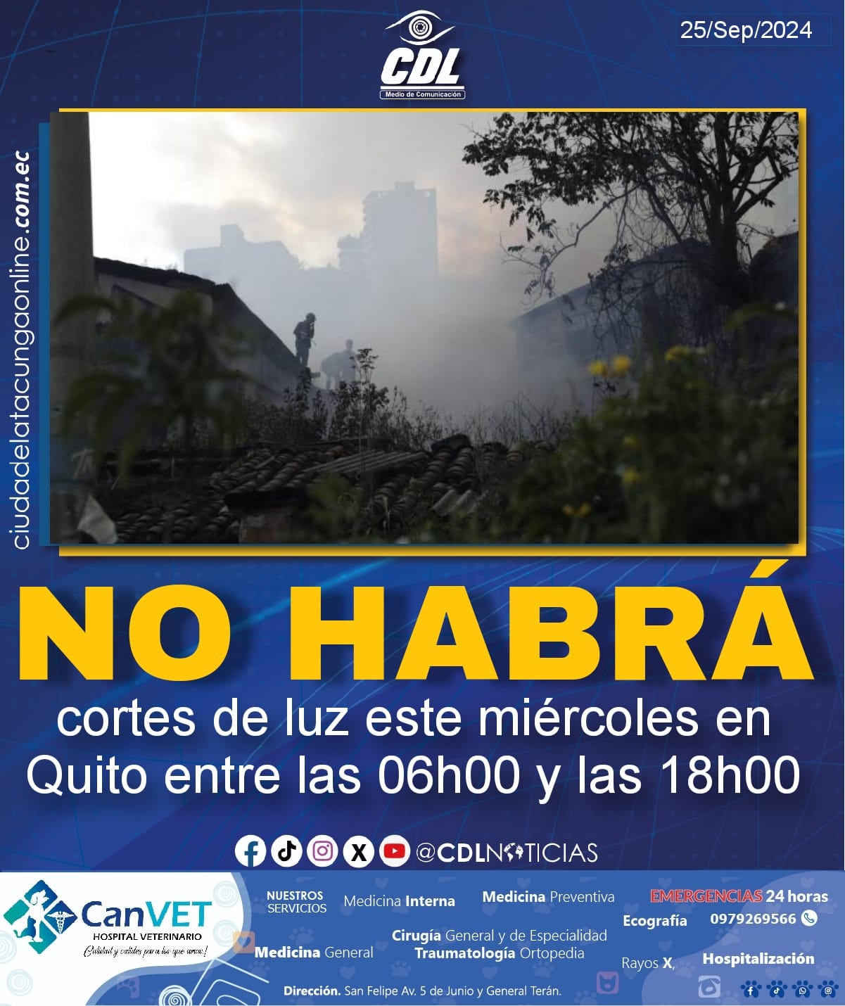 No habrá cortes de luz este miércoles en Quito entre las 06h00 y las 18h00