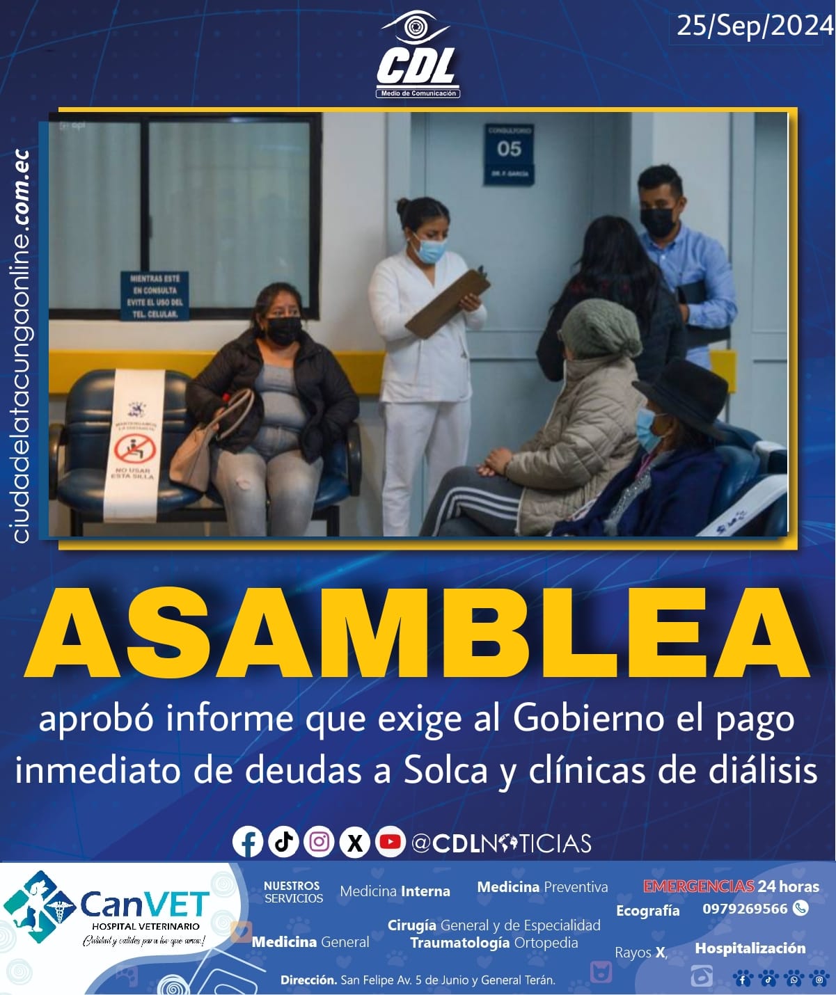 Asamblea aprobó informe que exige al Gobierno el pago inmediato de deudas a Solca y clínicas de diálisis