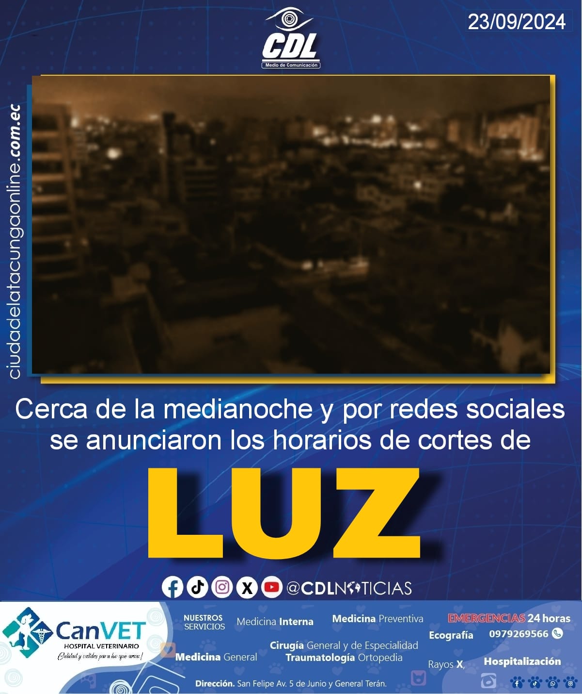 Cerca de la medianoche y por redes sociales se anunciaron los horarios de cortes de luz