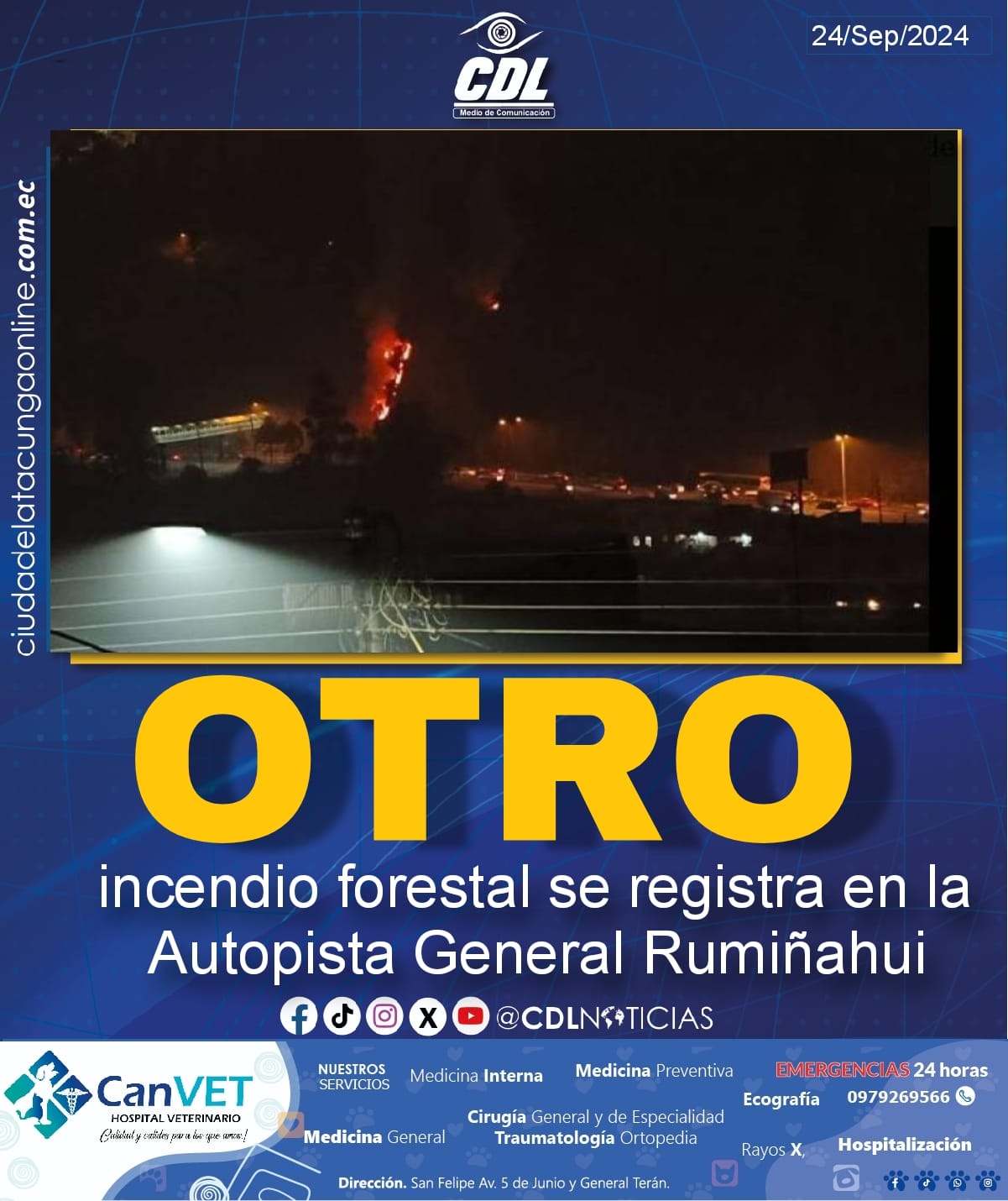 Otro incendio forestal se registra en la Autopista General Rumiñahui