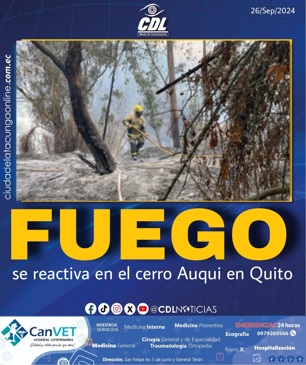 Fuego se reactiva en el cerro Auqui en Quito