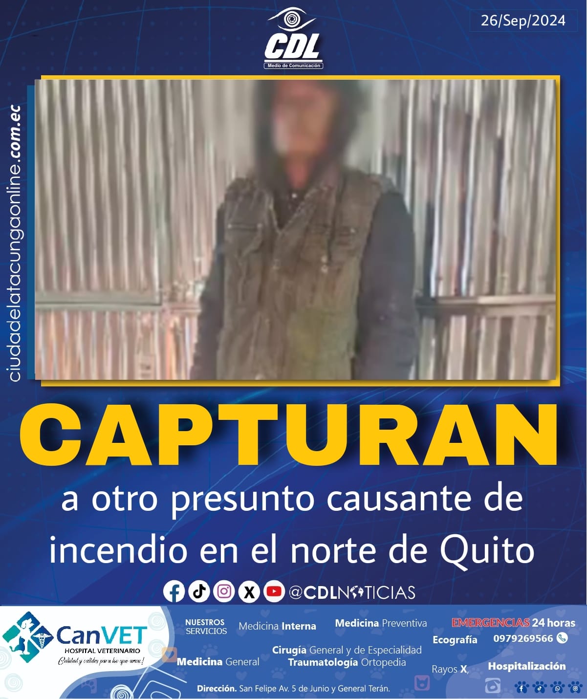 Capturan a otro presunto causante de incendio en el norte de Quito