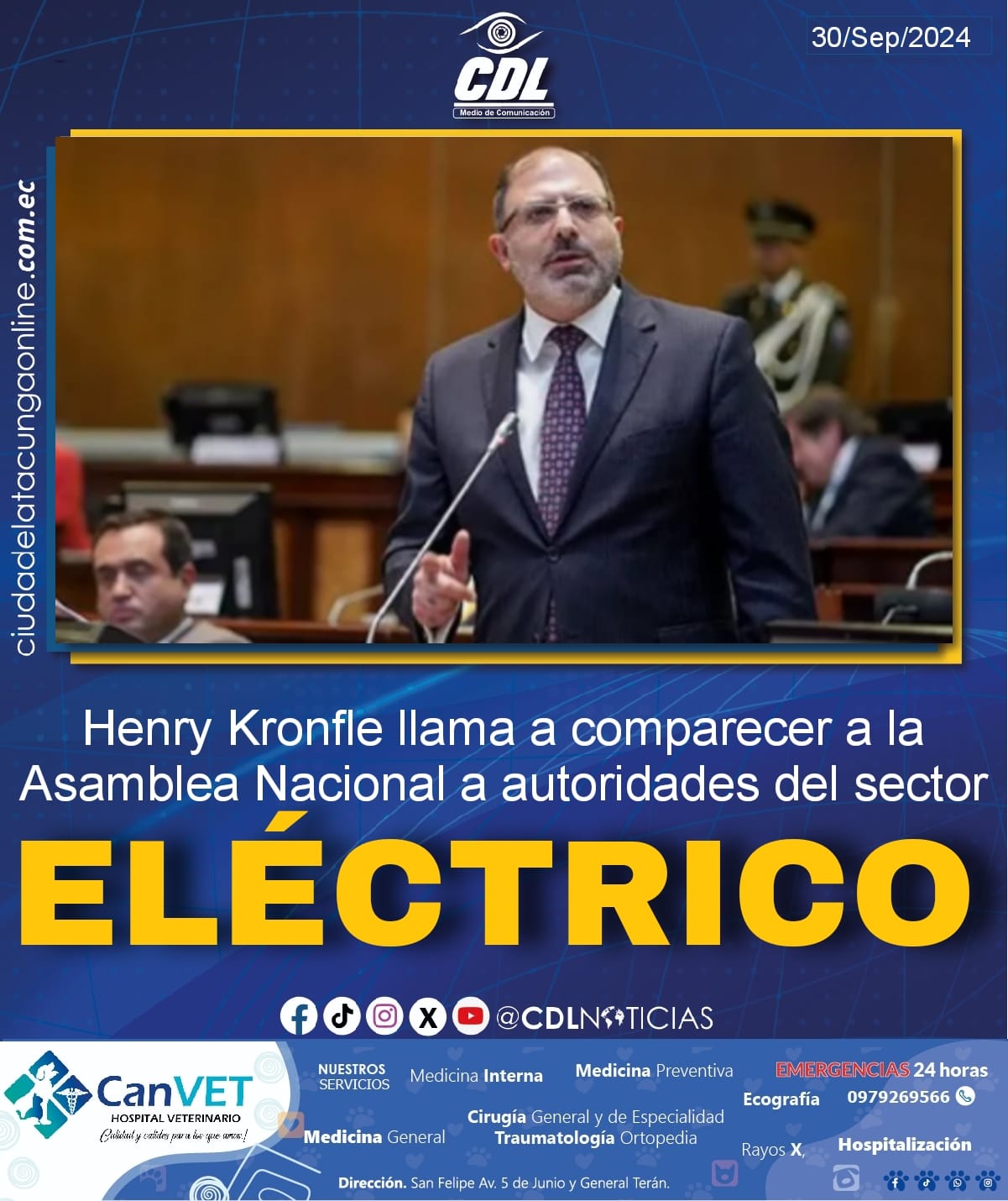 Henry Kronfle llama a comparecer a la Asamblea Nacional a autoridades del sector eléctrico