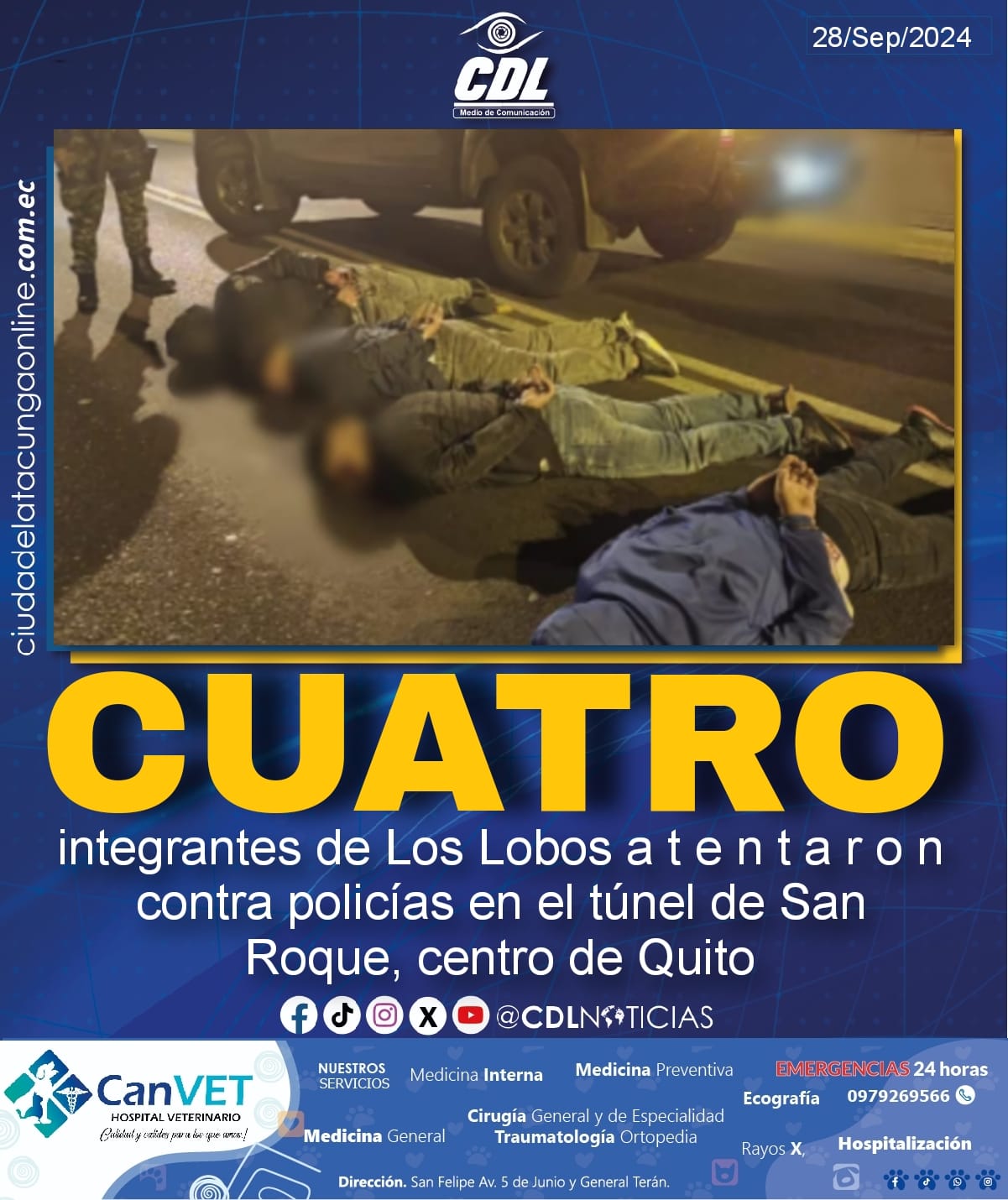 Cuatro integrantes de Los Lobos a t e n t a r o n contra policías en el túnel de San Roque, centro de Quito