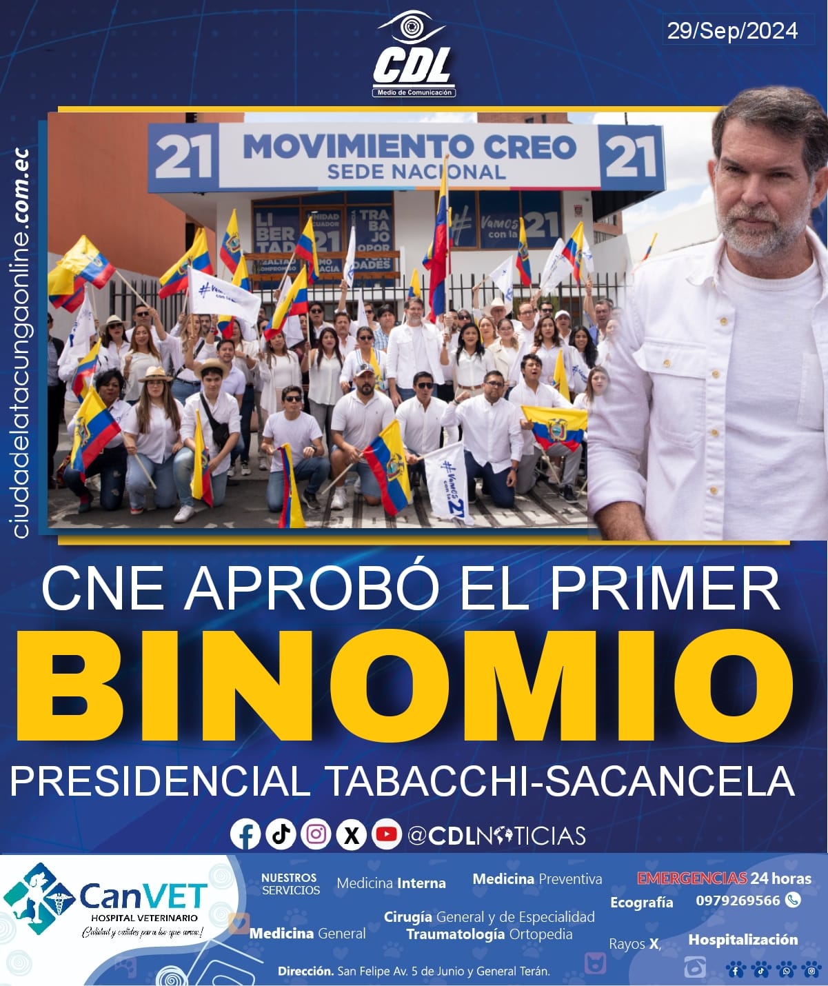 CNE APROBÓ EL PRIMER BINOMIO PRESIDENCIAL TABACCHI SACANCELA