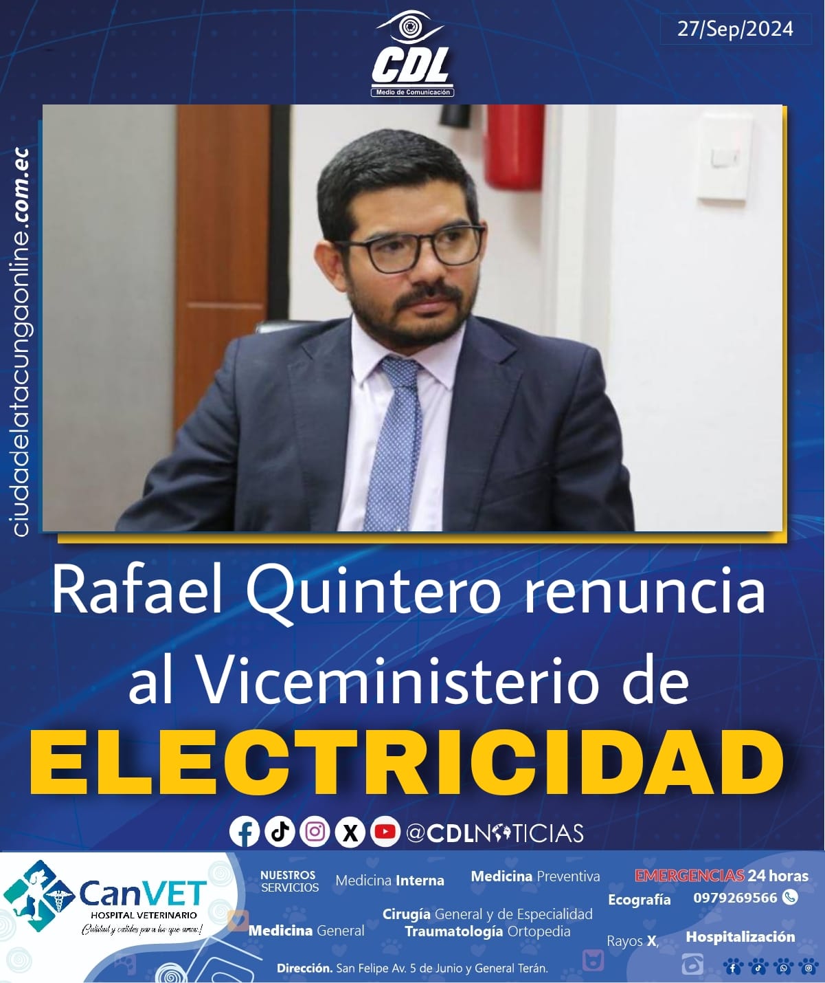 Rafael Quintero renuncia al Viceministerio de Electricidad