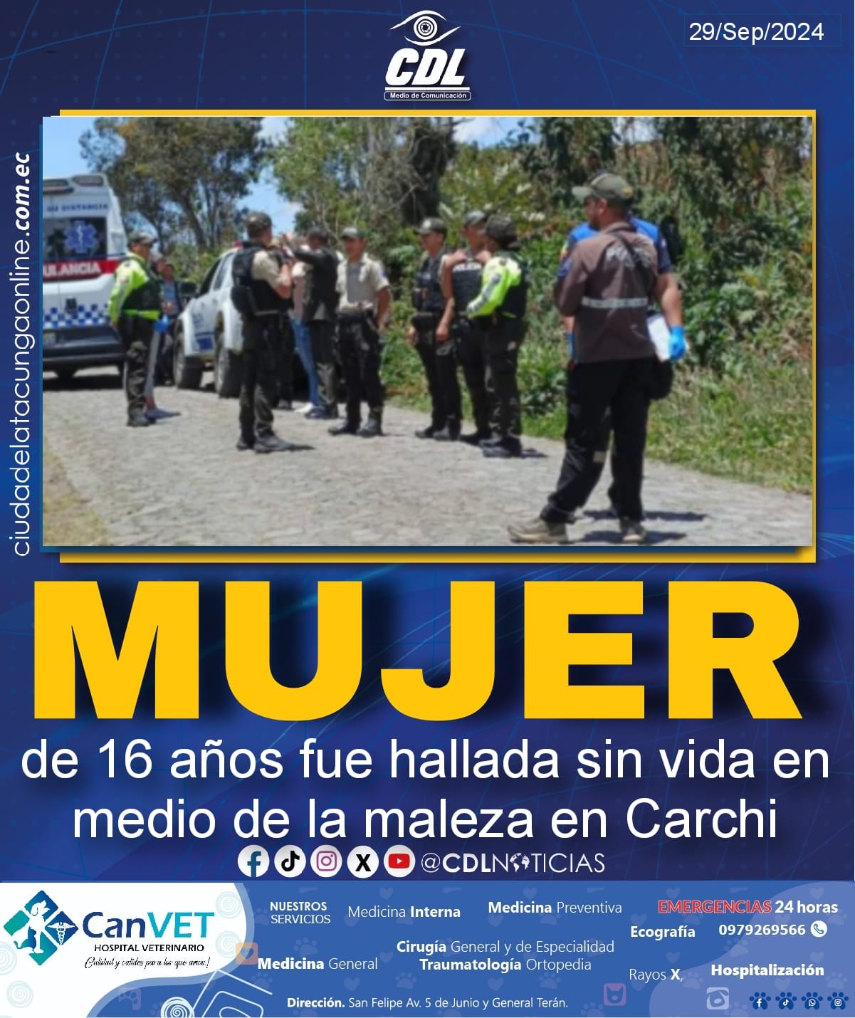 Adolescente de 16 años fue hallada sin vida en medio de la maleza en Carchi