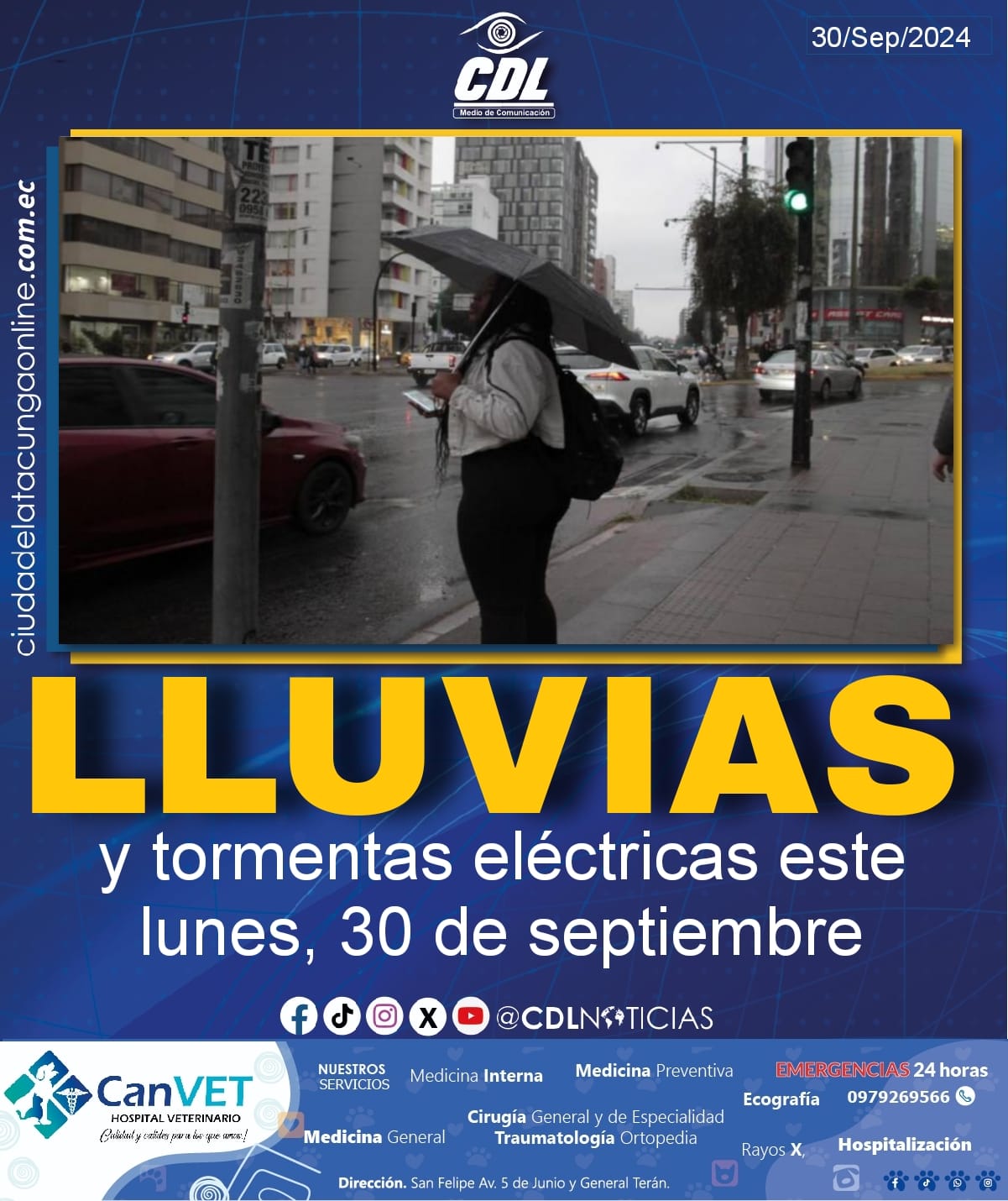 Clima en Ecuador: lluvias y tormentas eléctricas este lunes, 30 de septiembre