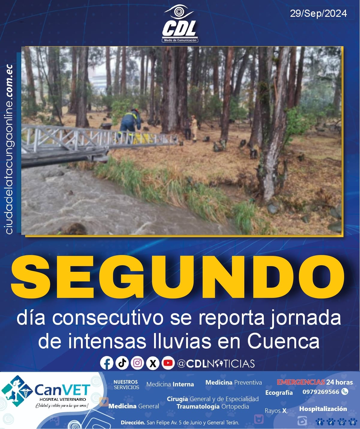 Por segundo día consecutivo se reporta jornada de intensas lluvias en Cuenca