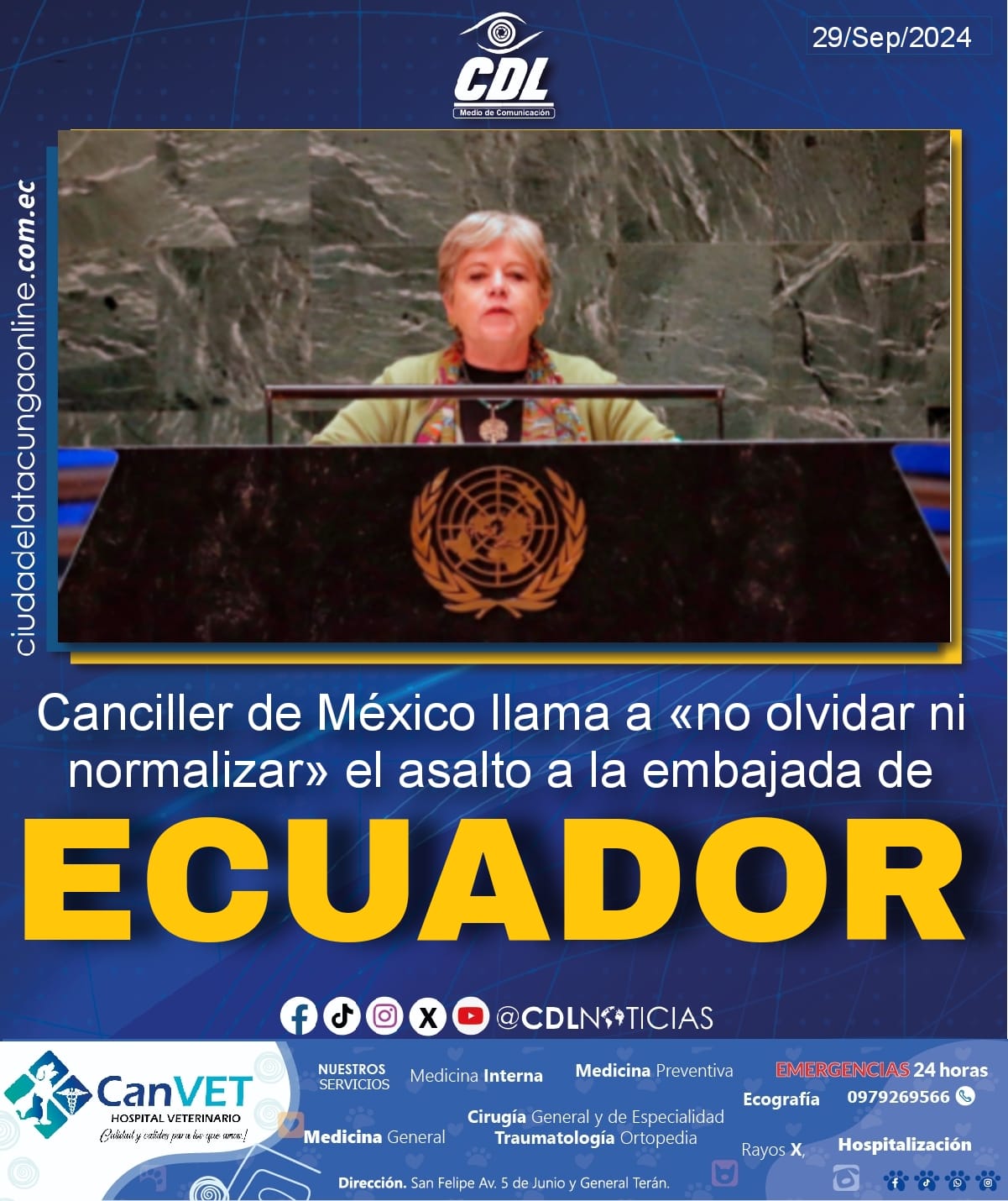 Canciller de México llama a «no olvidar ni normalizar» el asalto a la embajada de Ecuador