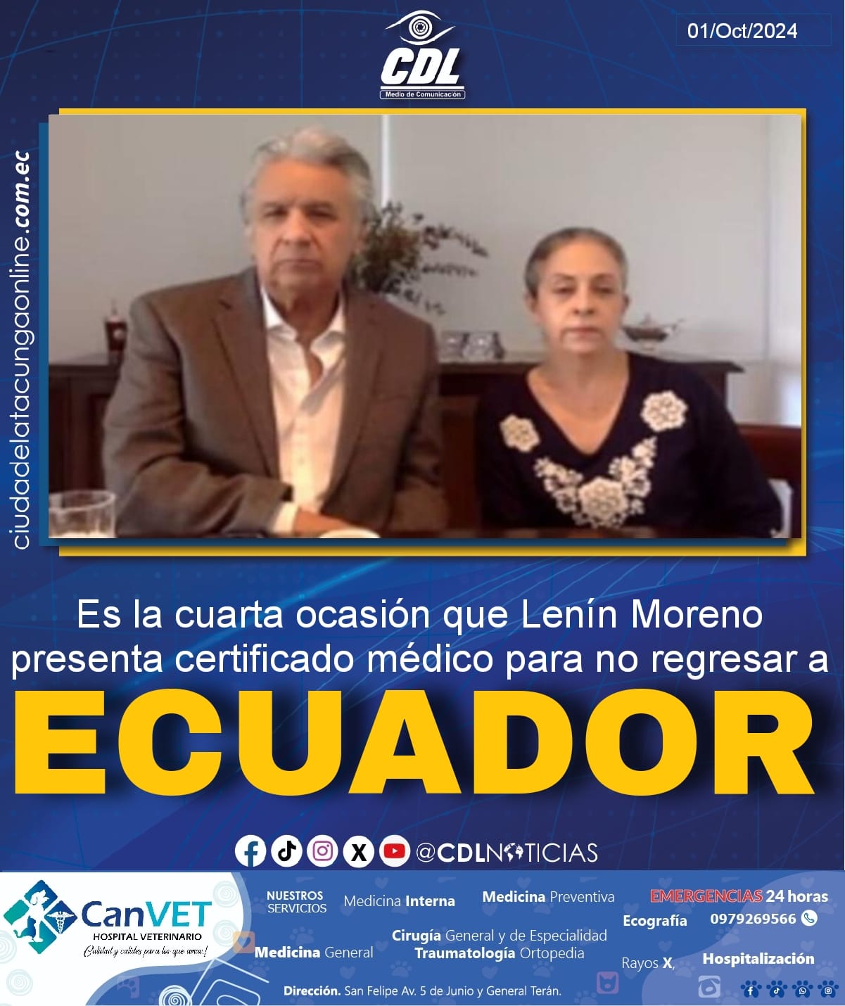 Es la cuarta ocasión que Lenín Moreno presenta certificado médico para no regresar a Ecuador