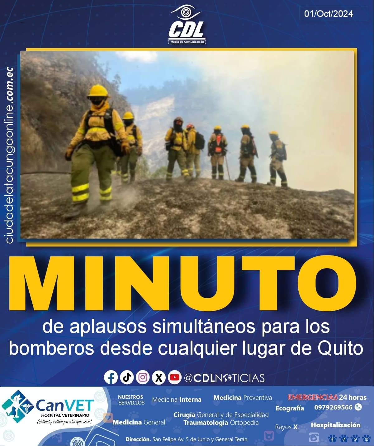 Minuto de aplausos simultáneos para los bomberos desde cualquier lugar de Quito