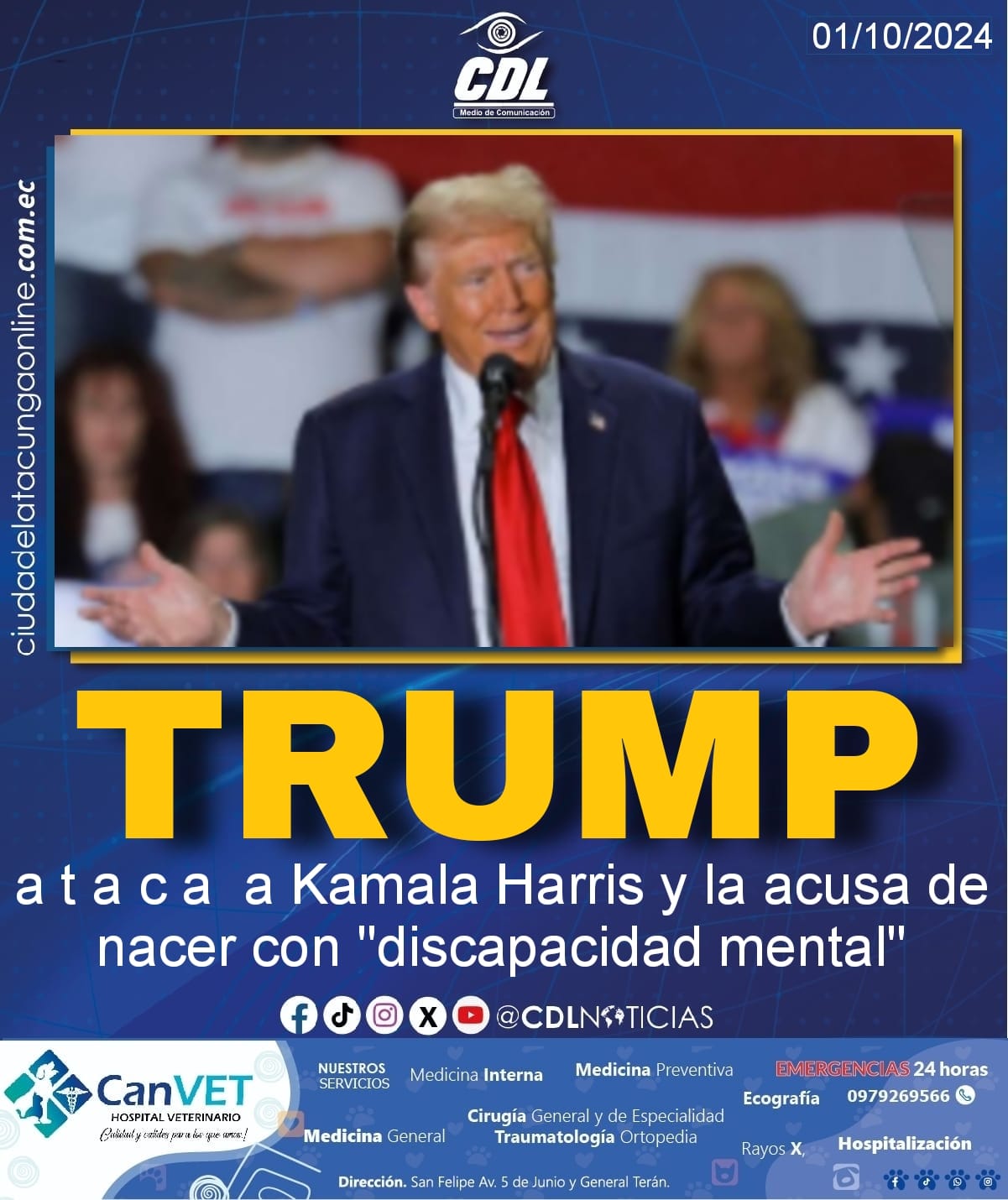 Trump a t a c a a Kamala Harris y la acusa de nacer con «discapacidad mental»