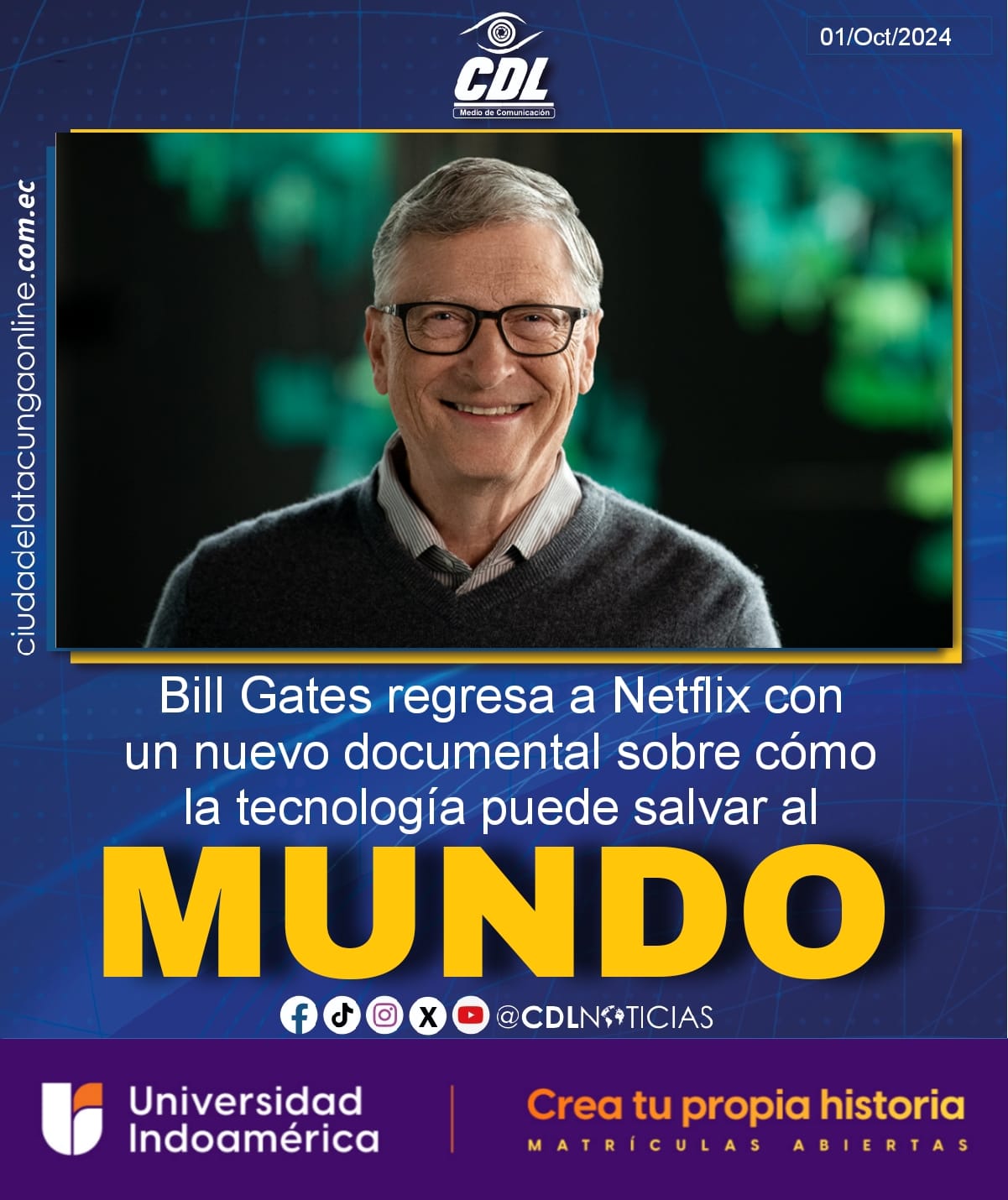Bill Gates regresa a Netflix con un nuevo documental sobre cómo la tecnología puede salvar al mundo