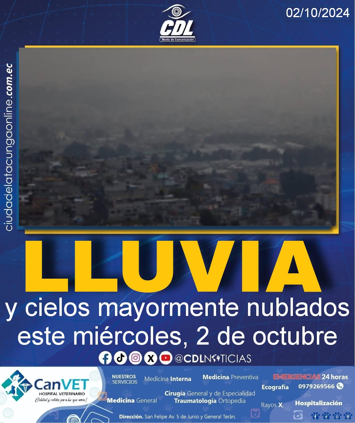 Lluvias y cielos mayormente nublados este miércoles, 2 de octubre