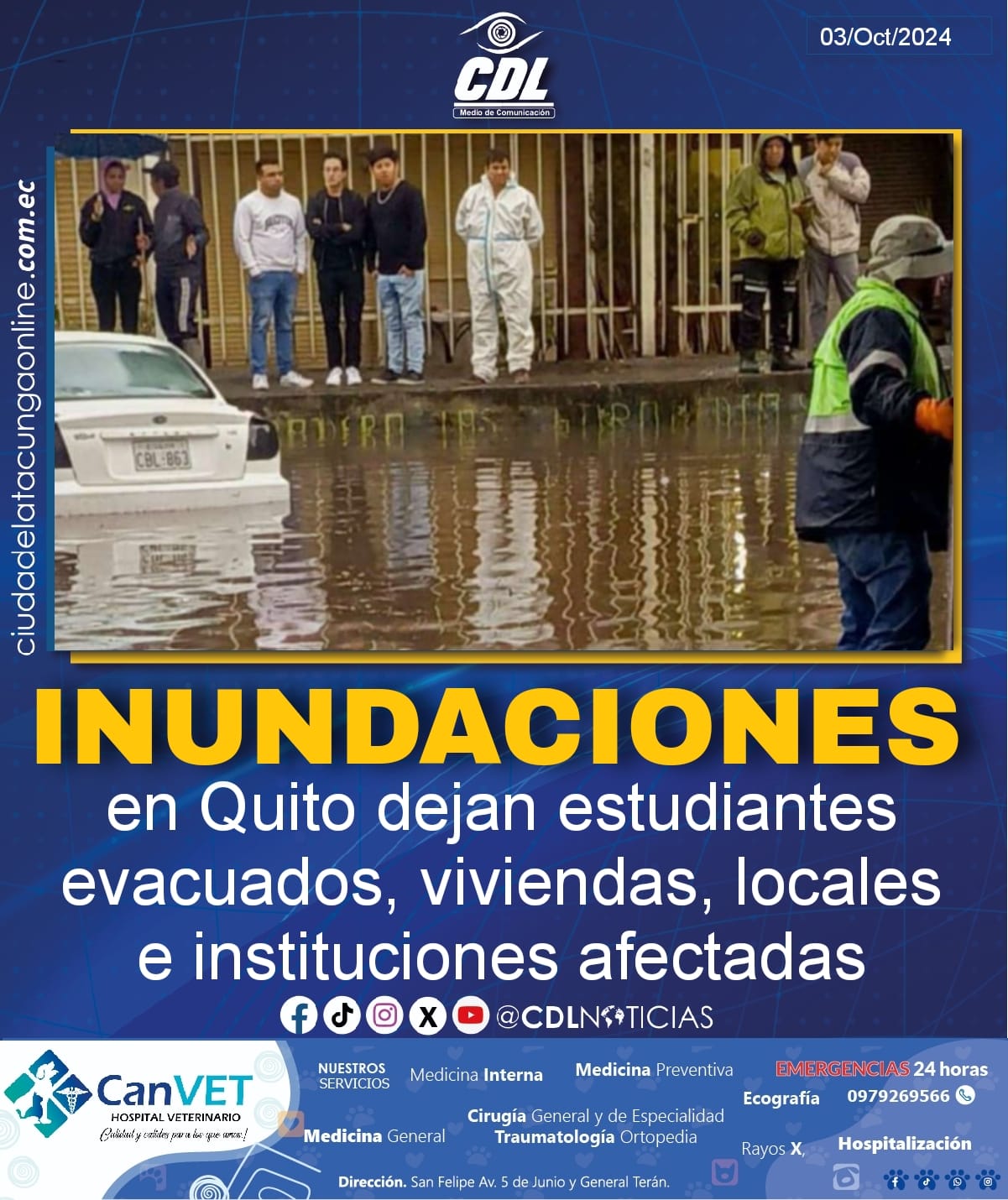 Inundaciones en Quito dejan estudiantes evacuados, viviendas, locales e instituciones afectadas