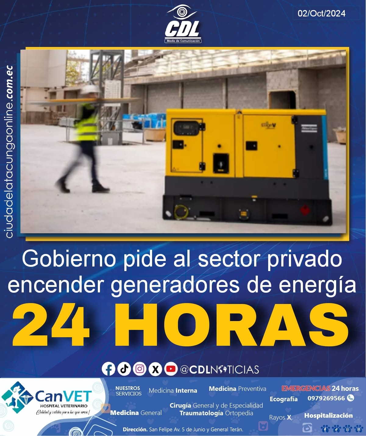 Gobierno pide al sector privado encender generadores de energía 24 horas