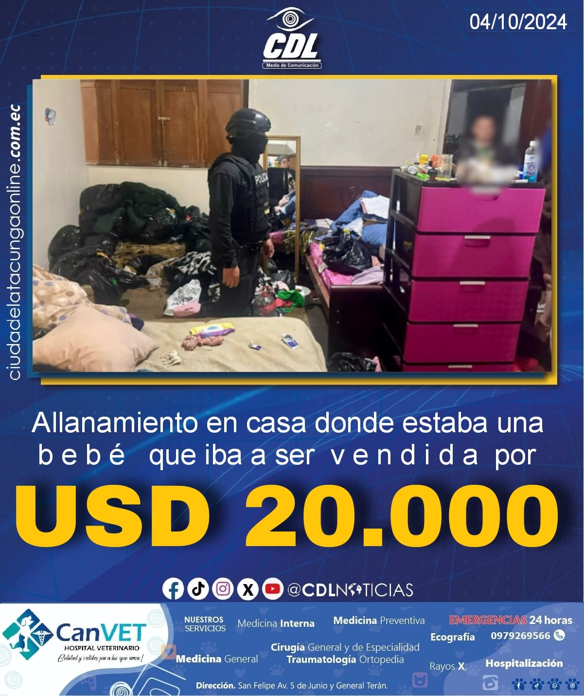 Allanamiento en casa donde estaba una b e b é que iba a ser v e n d i d a por USD 20.000