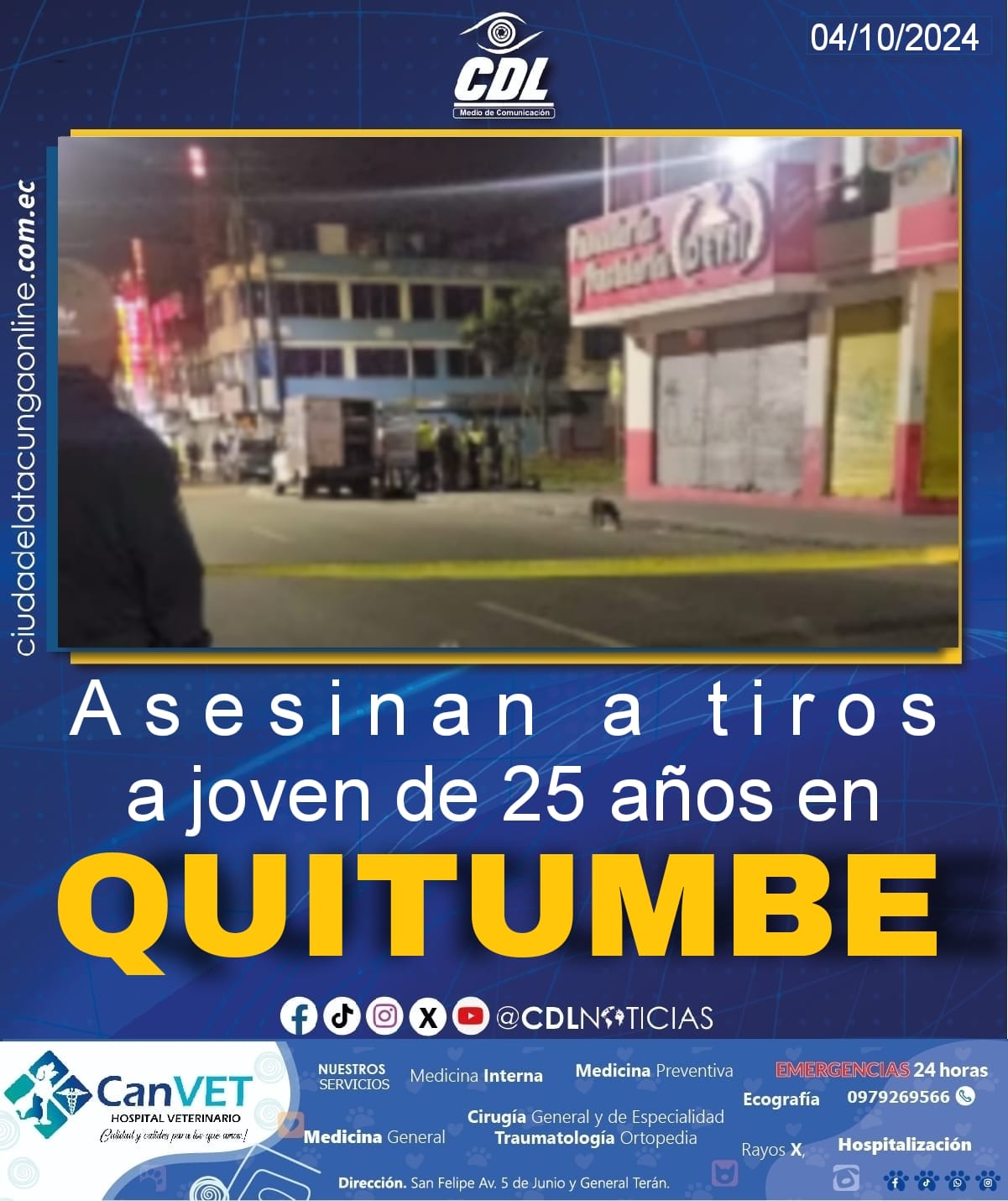 A s e s i n a n a t i r o s a joven de 25 años en Quitumbe, al sur de Quito