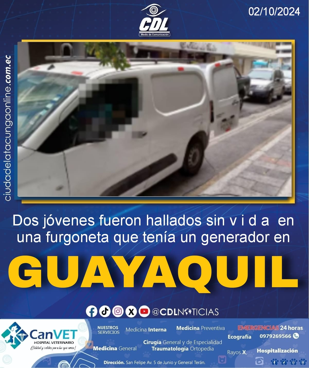 Dos jóvenes fueron hallados sin v i d a en una furgoneta que tenía un generador eléctrico