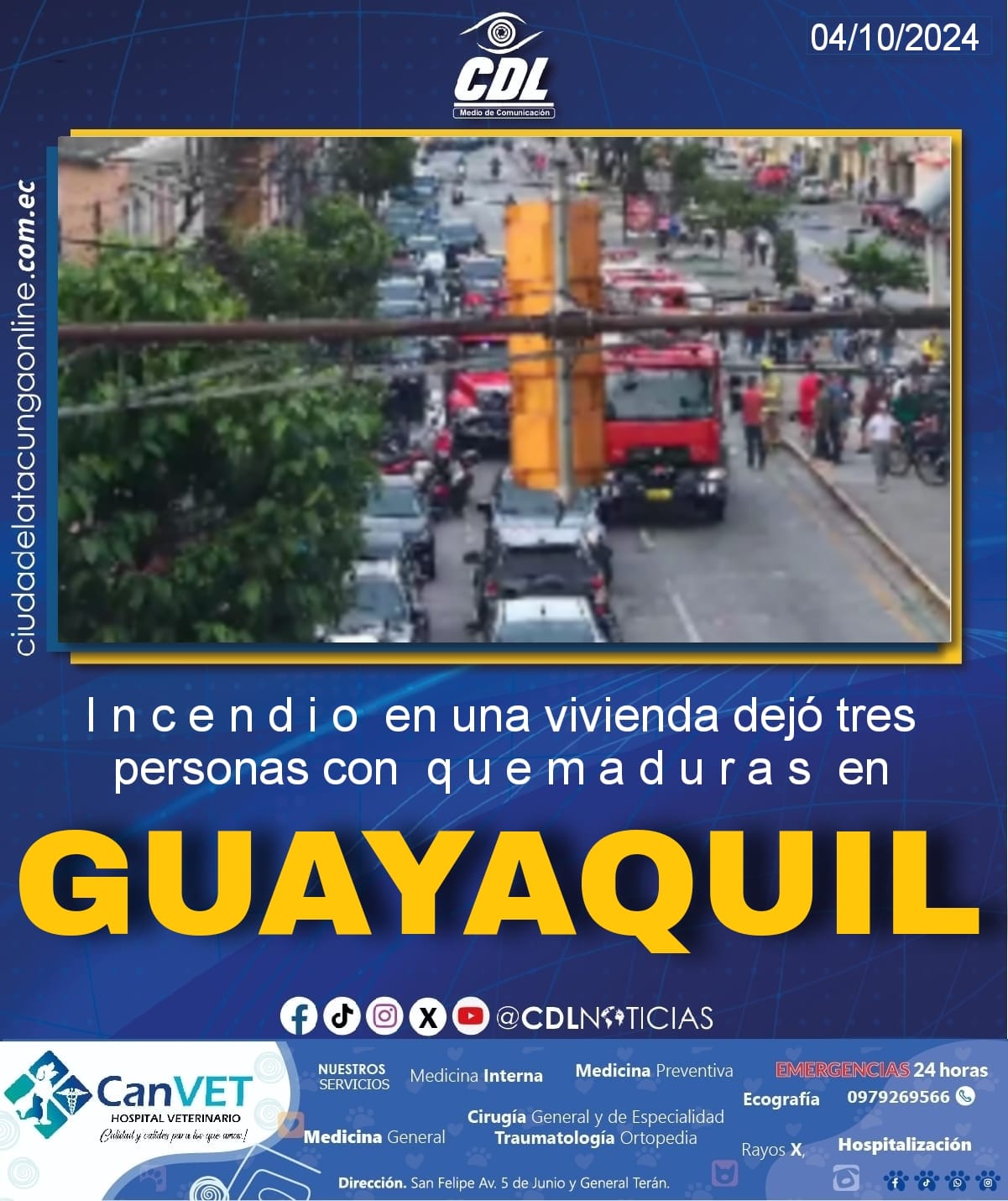I n c e n d i o en una vivienda en Guayaquil dejó tres personas con q u e m a d u r a s
