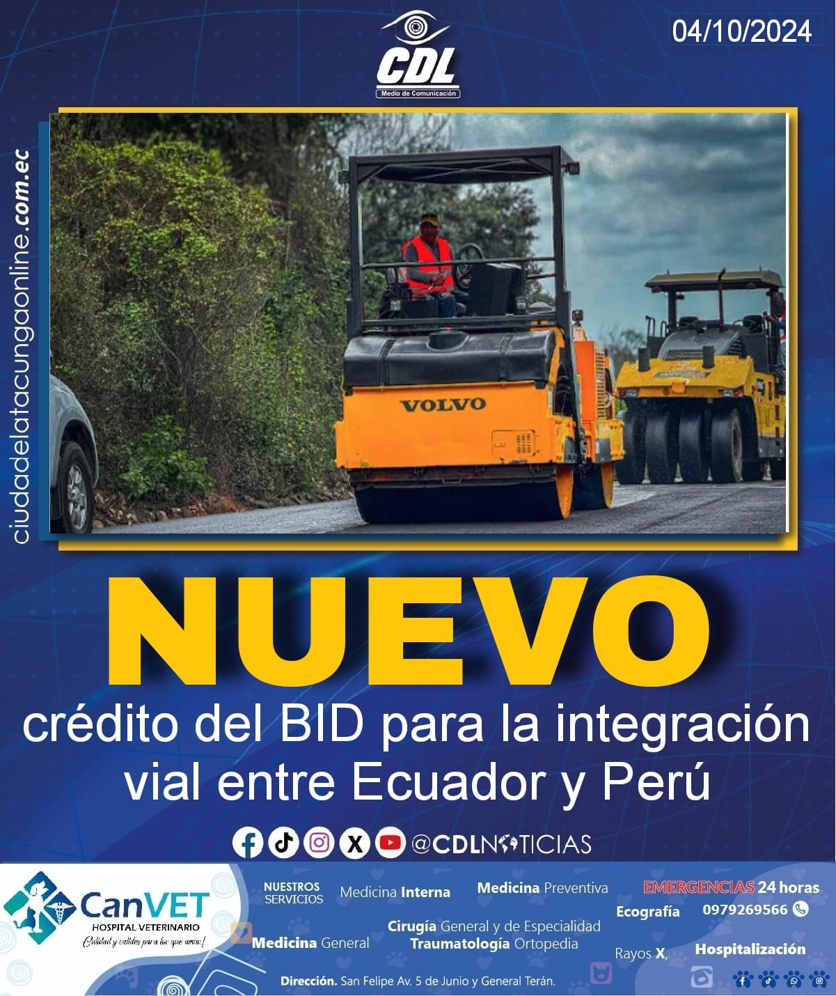 Nuevo crédito del BID para la integración vial entre Ecuador y Perú