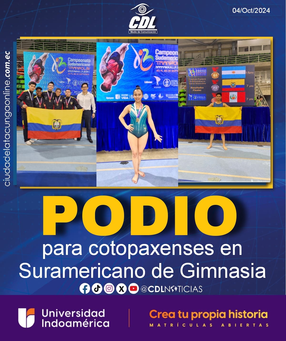 Podio para cotopaxenses en Suramericano de Gimnasia