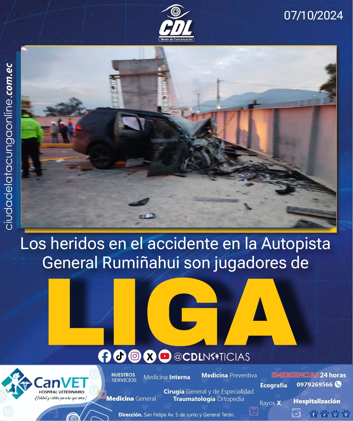Los heridos en el accidente en la Autopista General Rumiñahui son jugadores de Liga de Quito