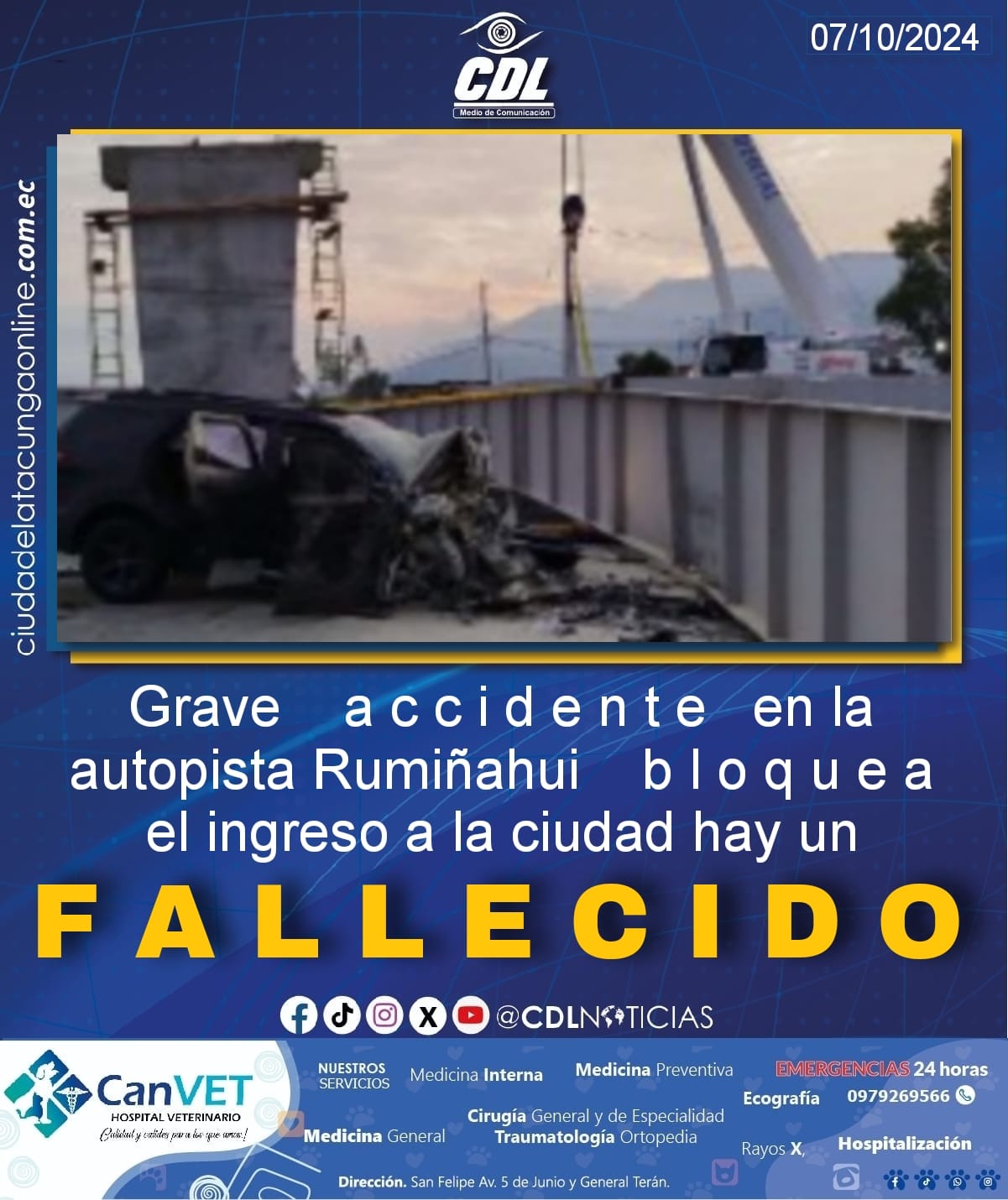 Grave a c c i d e n t e en la autopista Rumiñahui b l o q u e a el ingreso a la ciudad hay un f a l l e c i d o