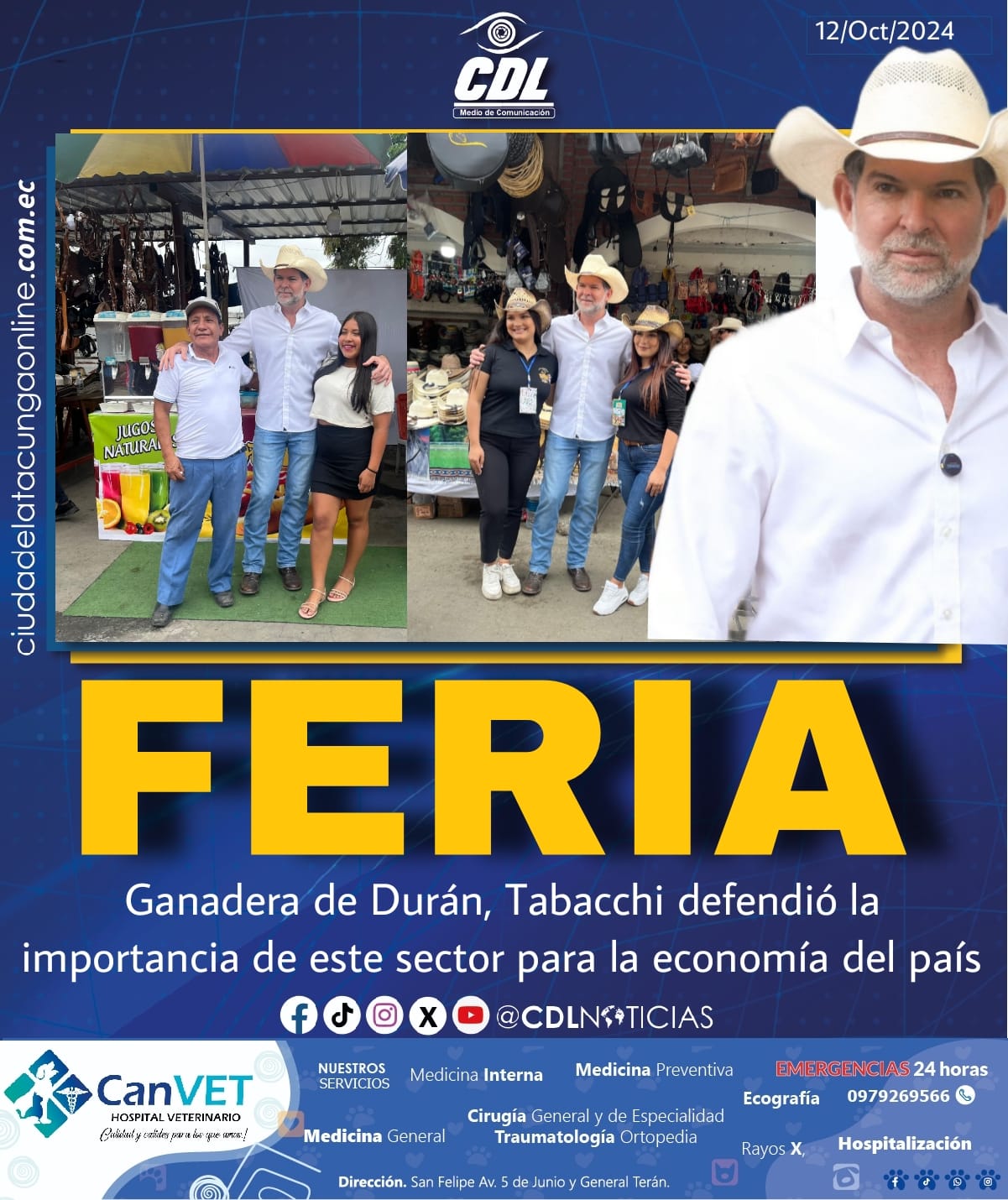 En la Feria Ganadera de Durán, Tabacchi defendió la importancia de este sector para laeconomía del país