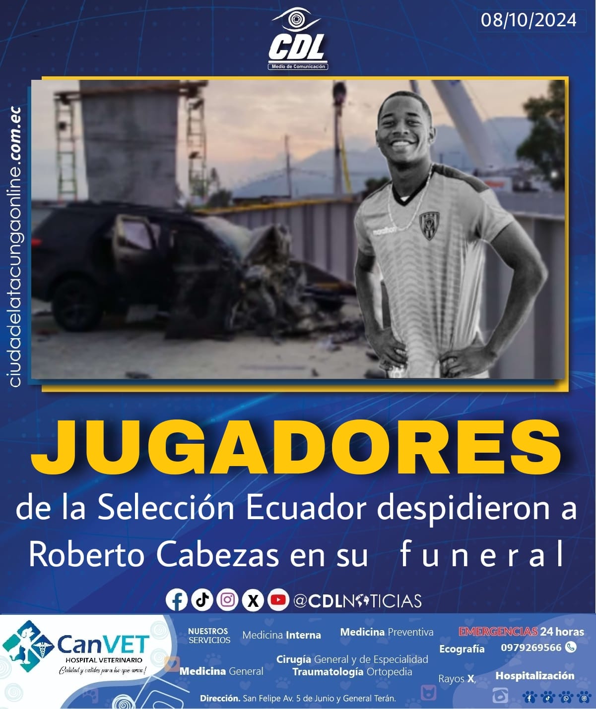 Jugadores de la Selección Ecuador despidieron a Roberto Cabezas en su f u n e r a l