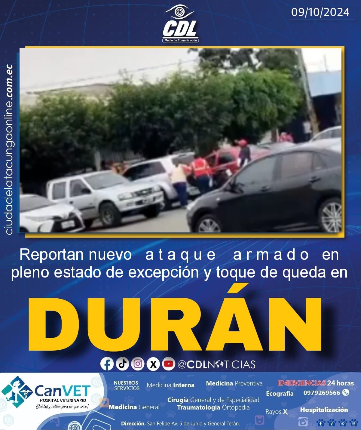 Reportan nuevo a t a q u e a r m a d o en Durán en pleno estado de excepción y toque de queda