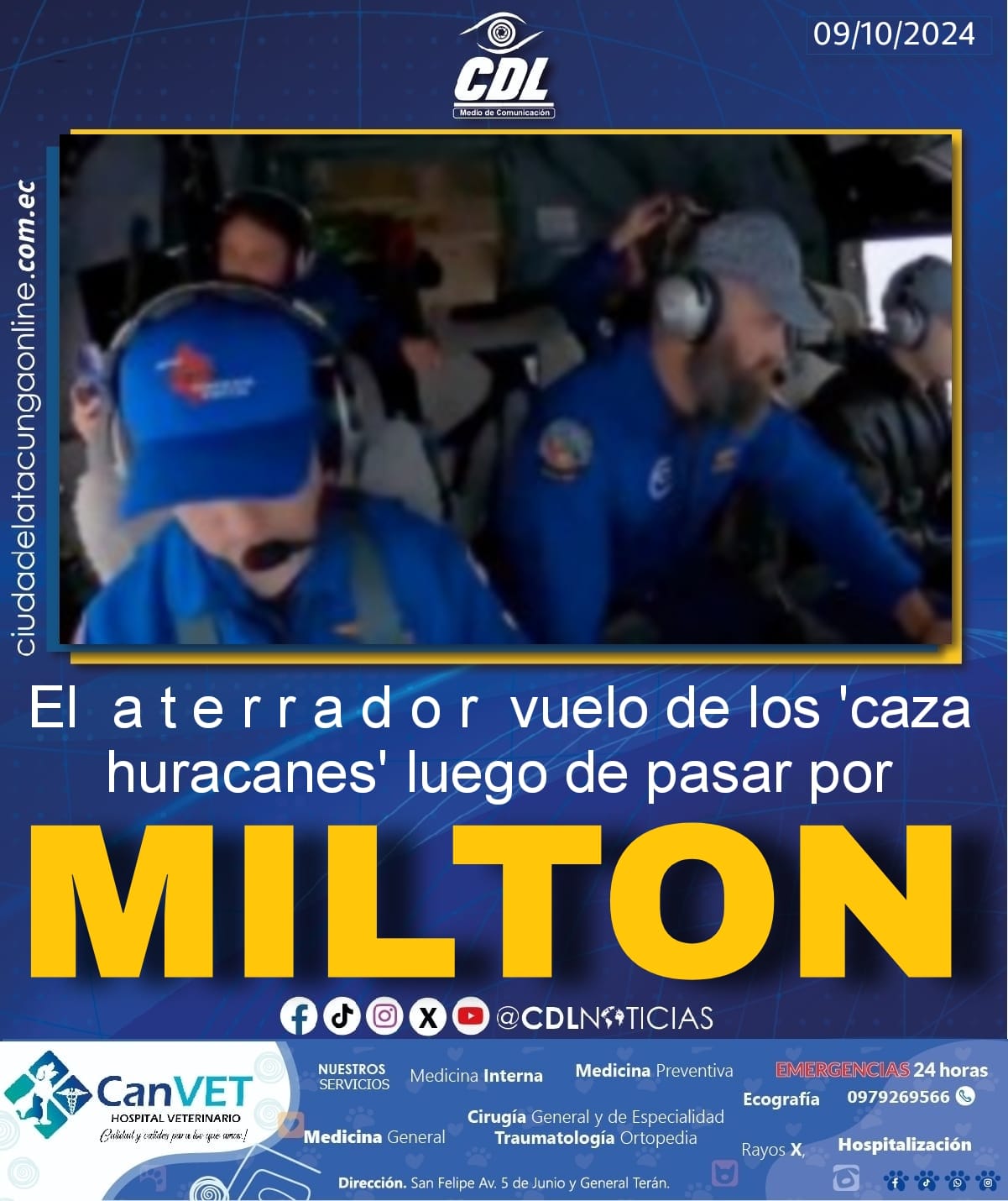 El a t e r r a d o r vuelo de los ‘caza huracanes’ luego de pasar por Milton