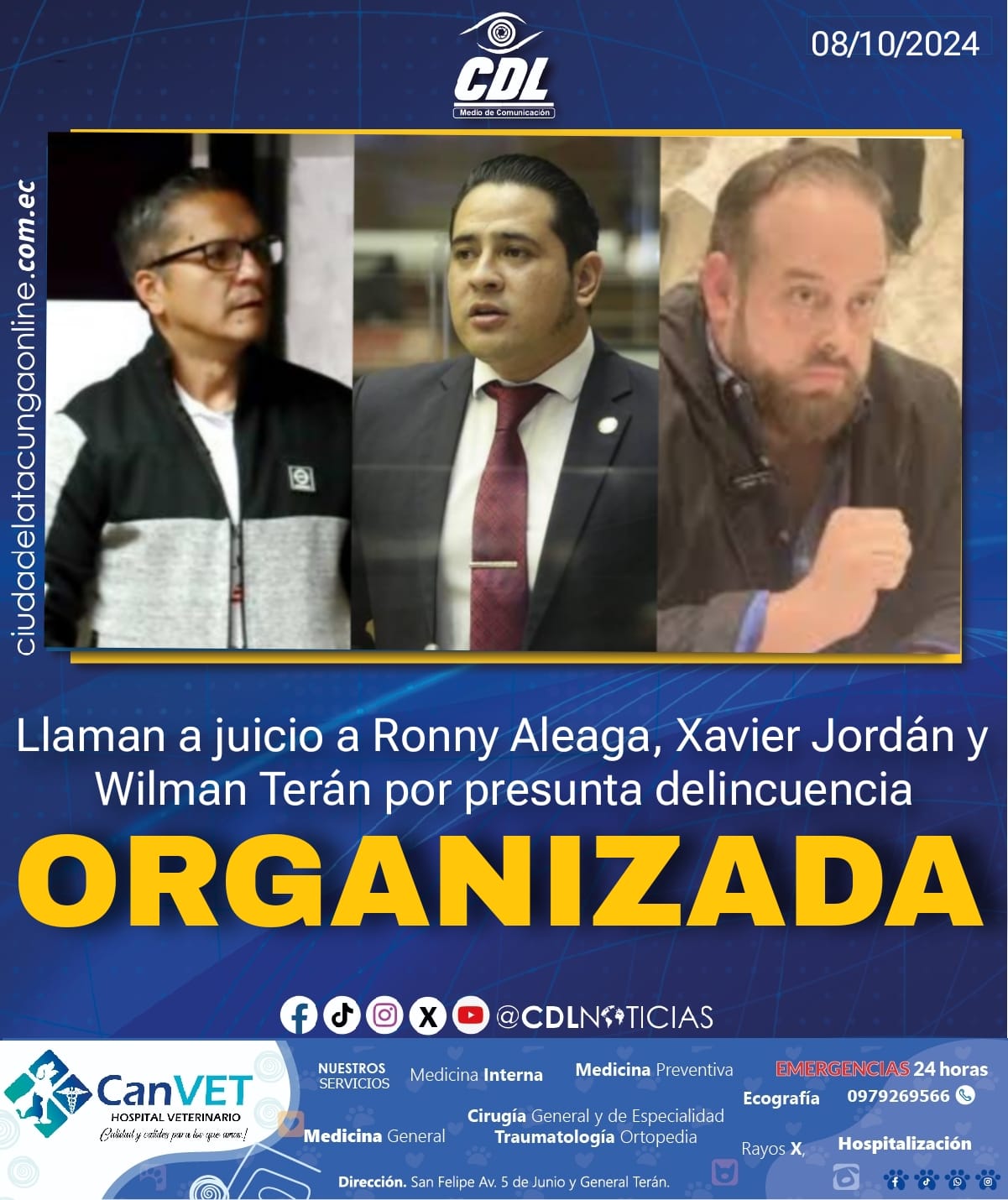 Caso Metástasis: Llaman a juicio a Ronny Aleaga, Xavier Jordán y Wilman Terán por presunta delincuencia organizada