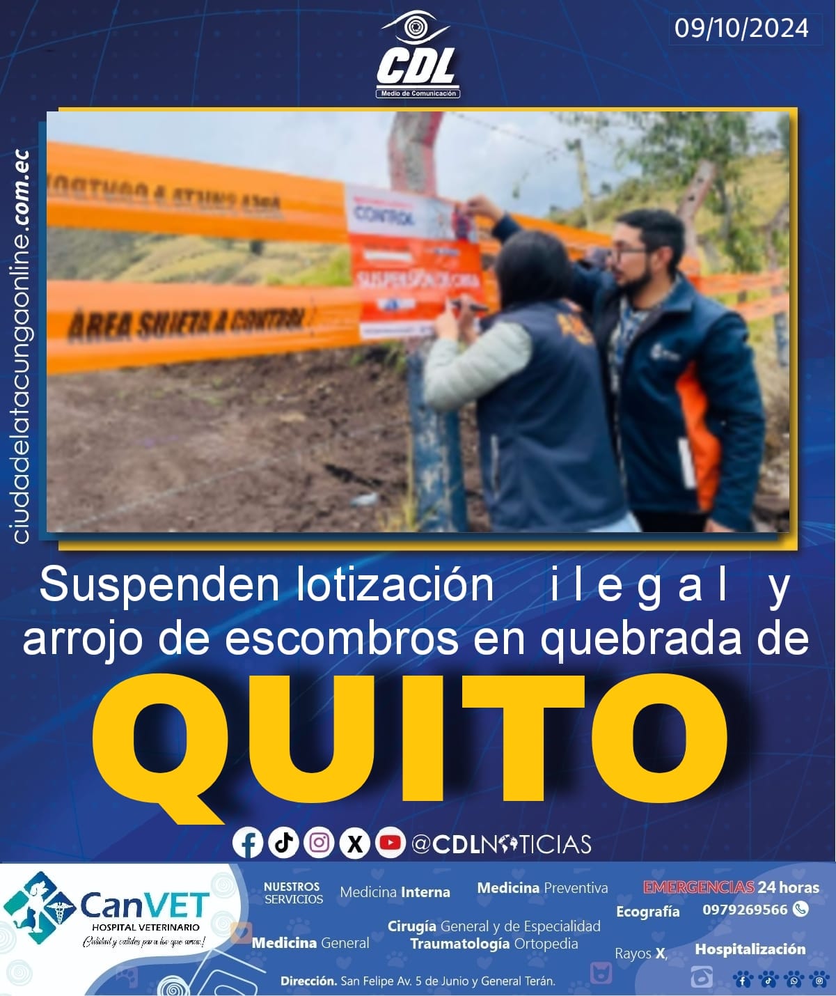 Suspenden lotización i l e g a l y arrojo de escombros en quebrada de Quito