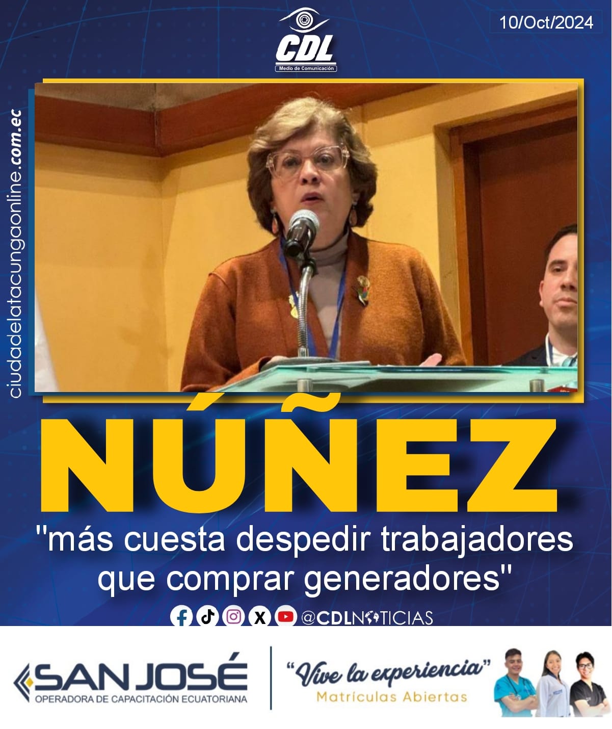 Ivonne Núñez: «más cuesta despedir trabajadores que comprar generadores»