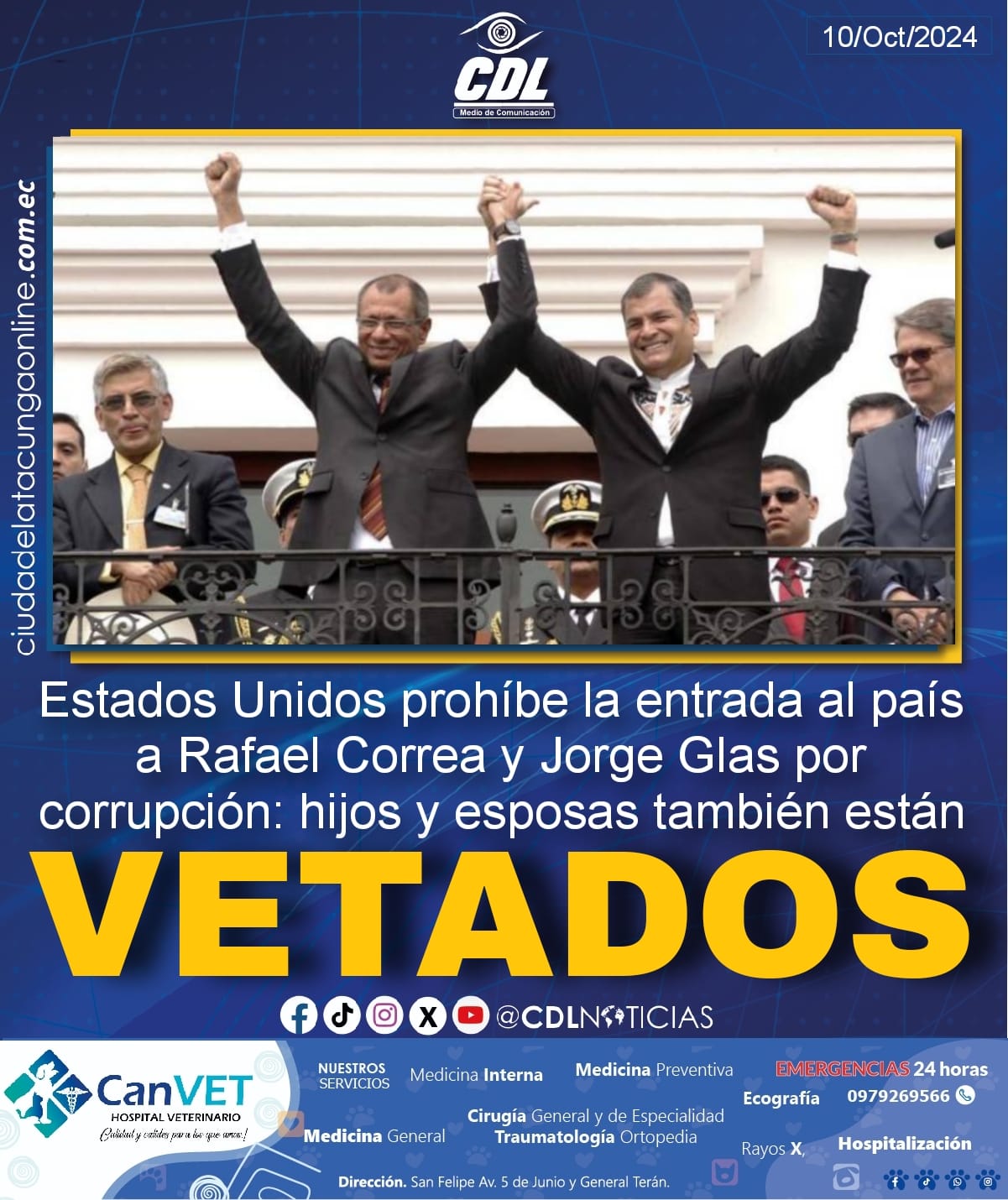 Estados Unidos prohíbe la entrada al país a Rafael Correa y Jorge Glas por corrupción: hijos y esposas también están vetados