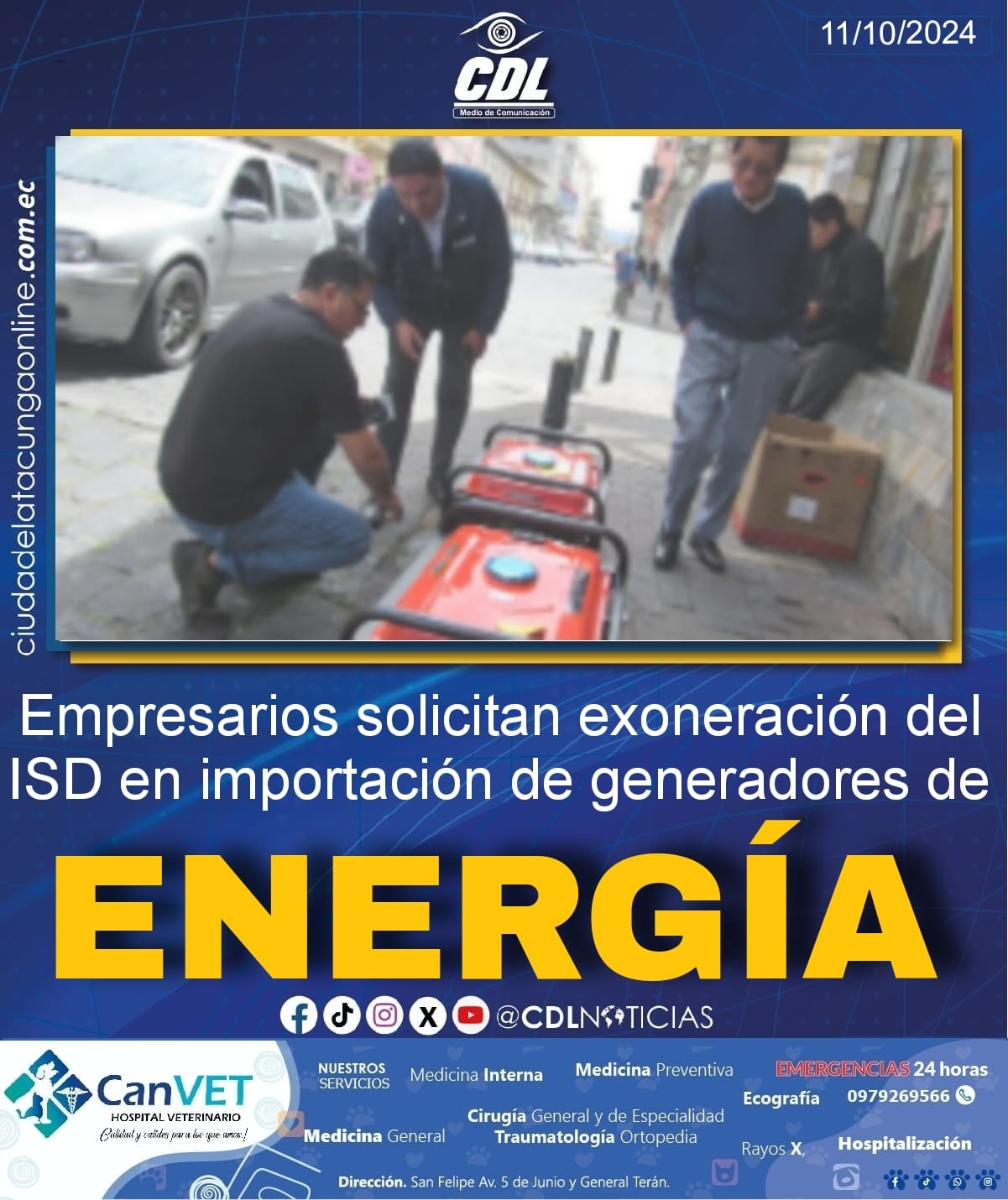 Empresarios solicitan exoneración del ISD en importación de generadores de energía