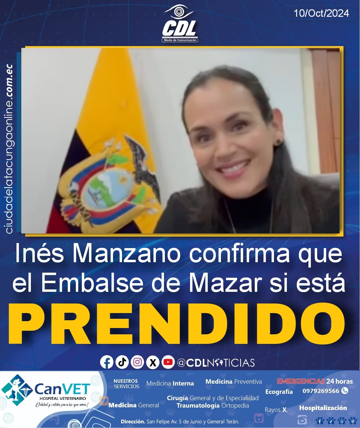 Inés Manzano confirma que el Embalse de Mazar si está prendido