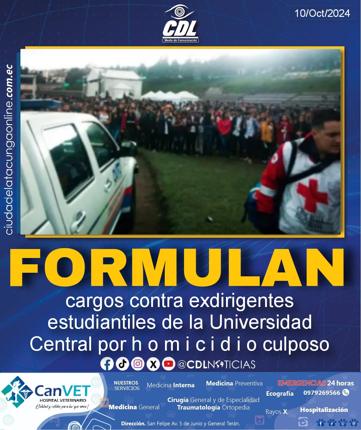 Formulan cargos contra exdirigentes estudiantiles de la Universidad Central por h o m i c i d i o culposo