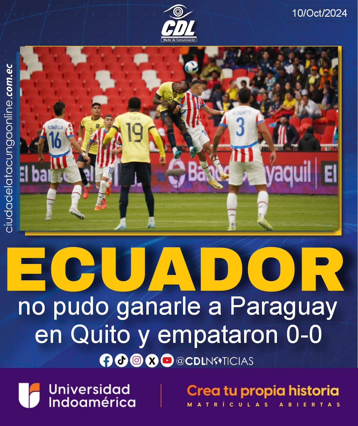 Ecuador no pudo ganarle a Paraguay en Quito y empataron 0-0