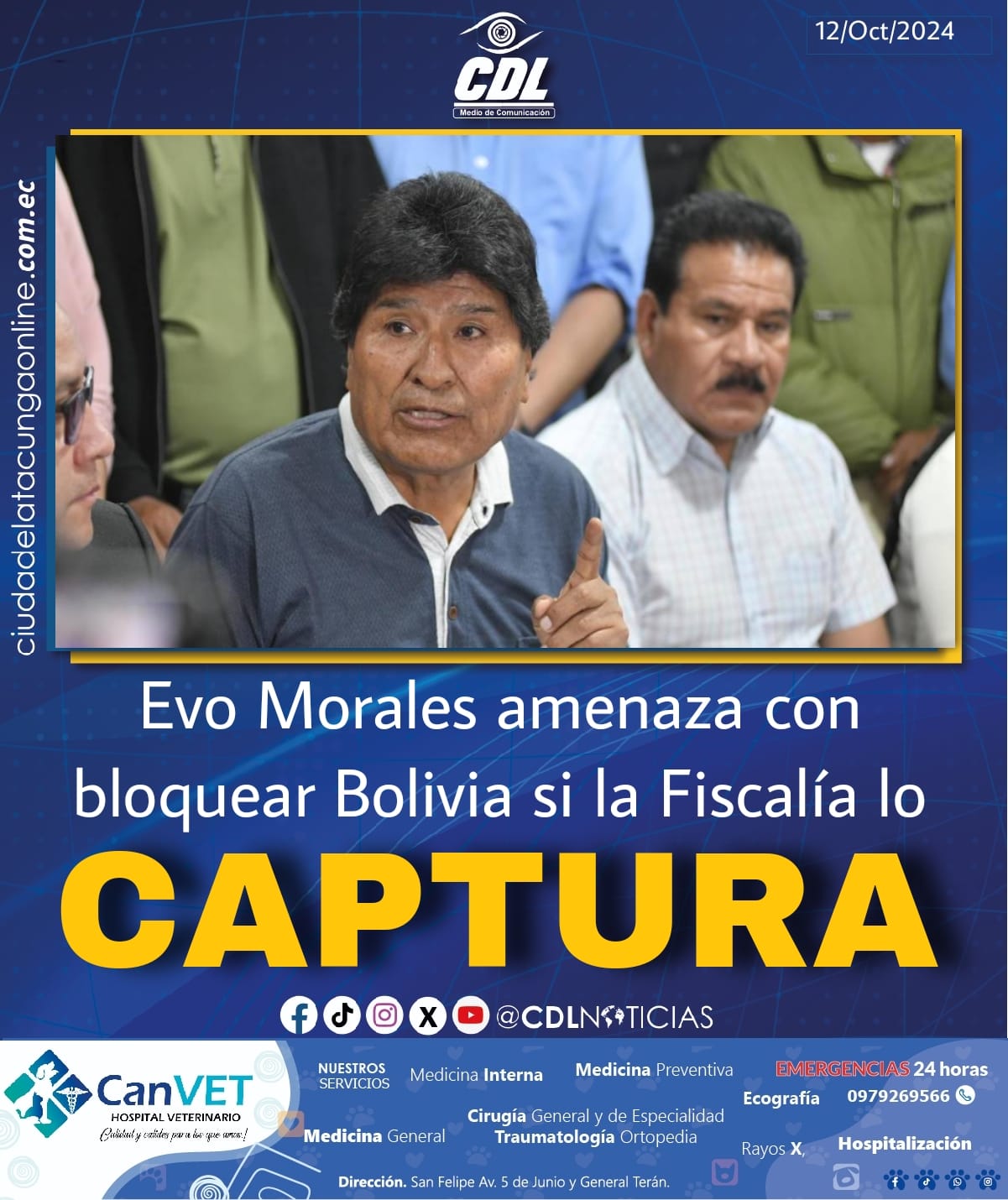 Evo Morales amenaza con bloquear Bolivia si la Fiscalía lo captura