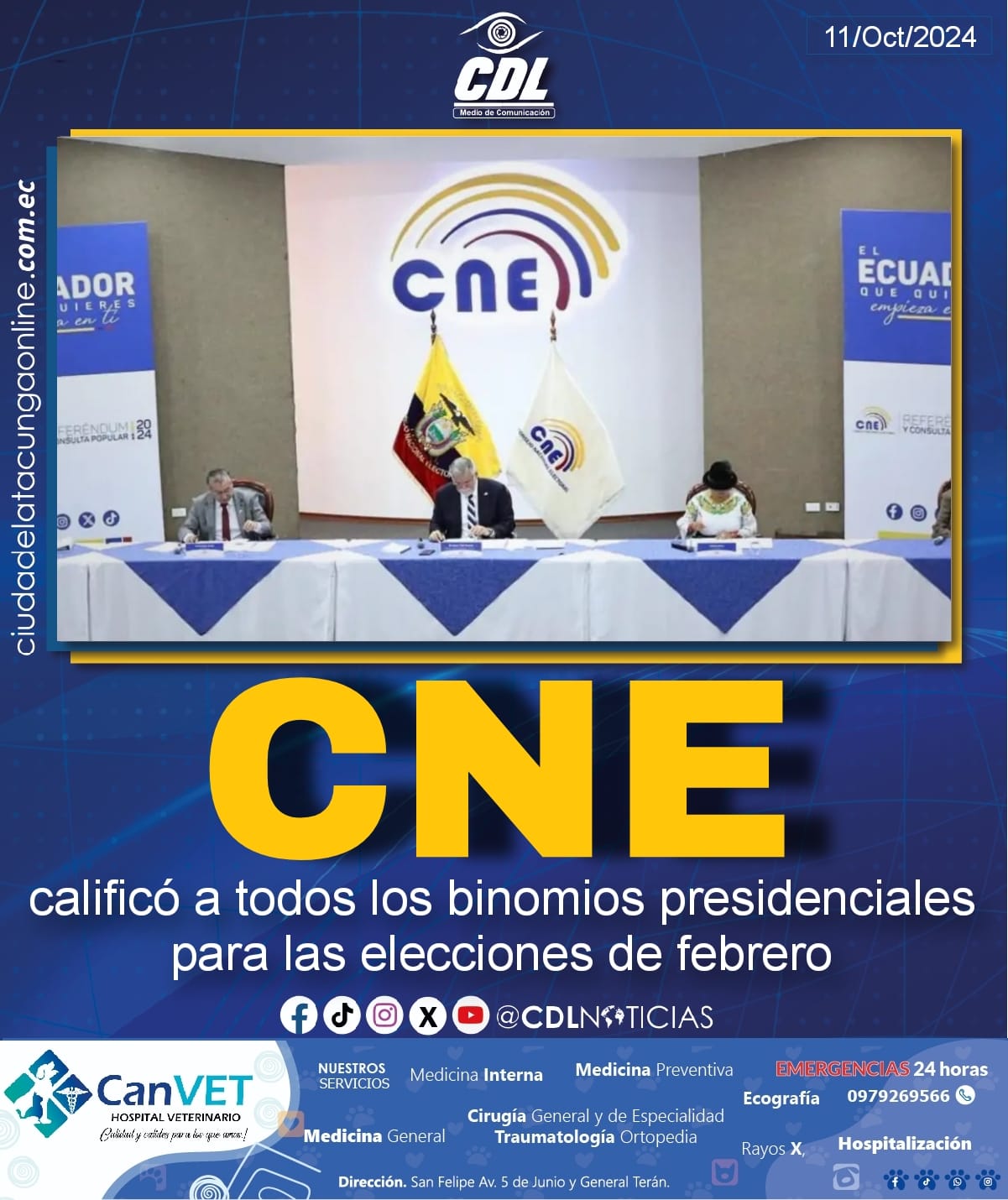 CNE calificó a todos los binomios presidenciales para las elecciones de febrero