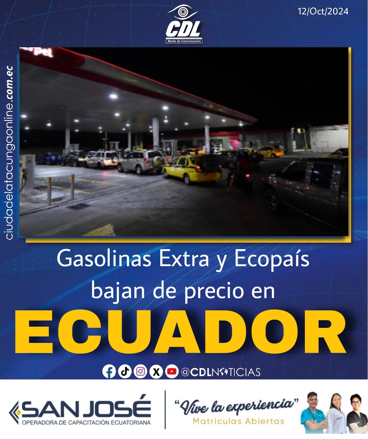 Gasolinas Extra y Ecopaís bajan de precio en Ecuador