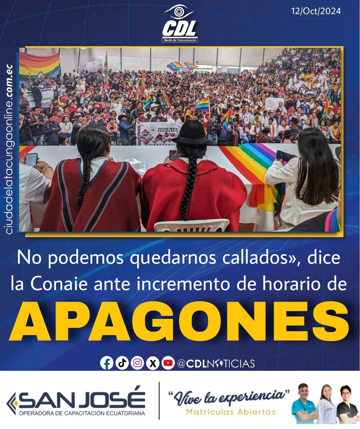 No podemos quedarnos callados», dice la Conaie ante incremento de horario de apagones