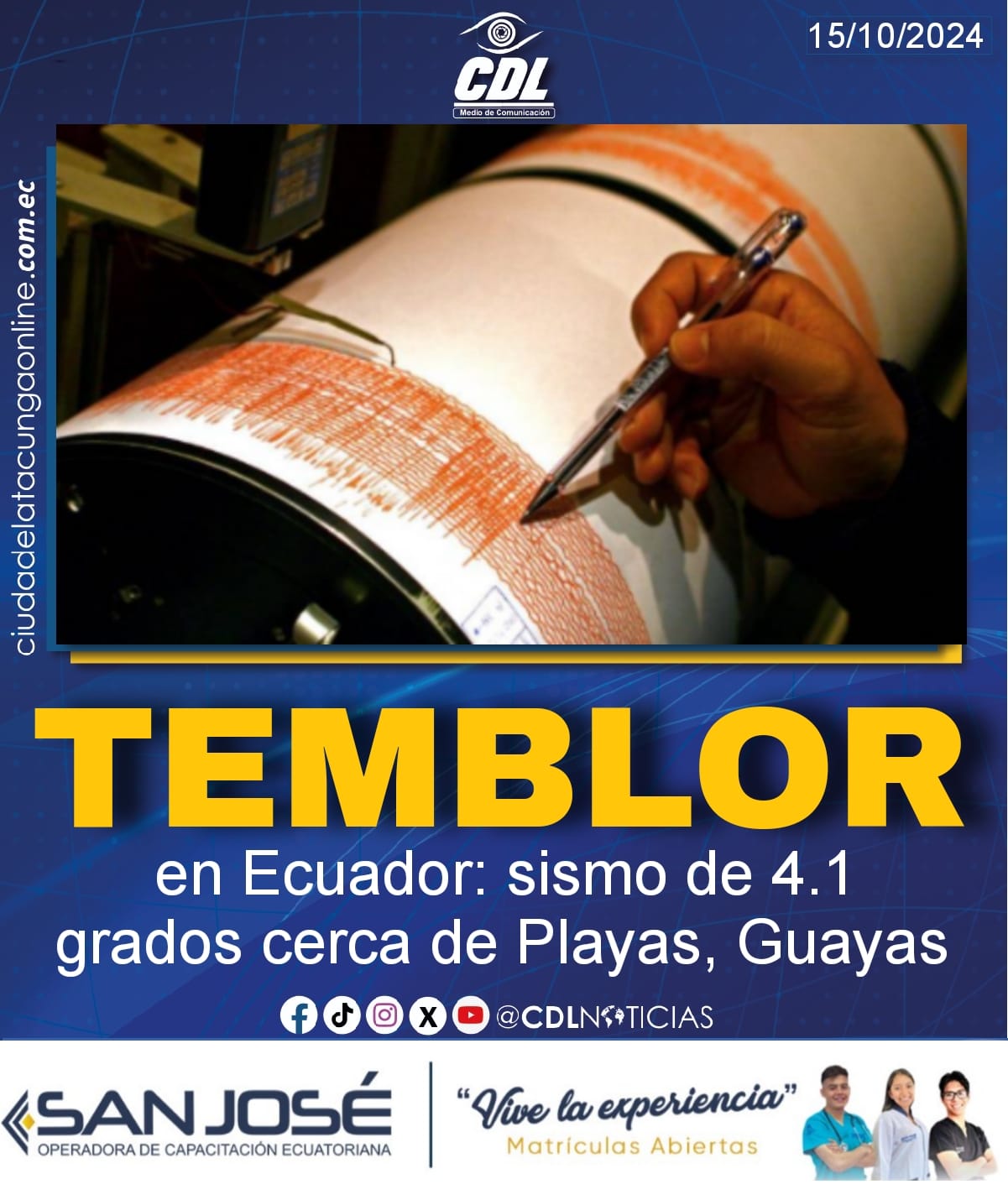 Temblor en Ecuador: sismo de 4.1 grados cerca de Playas, Guayas
