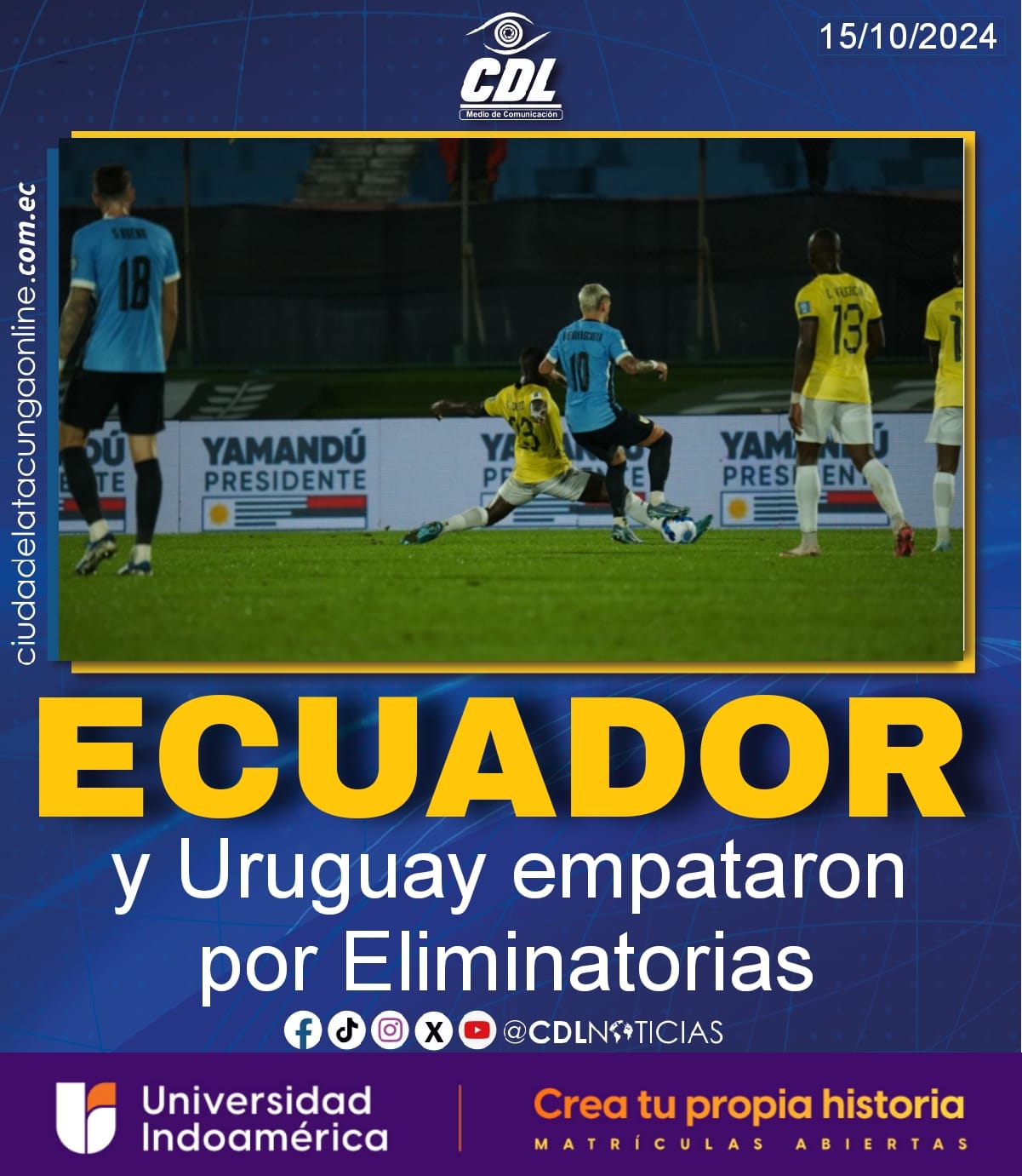 Ecuador y Uruguay empataron por Eliminatorias