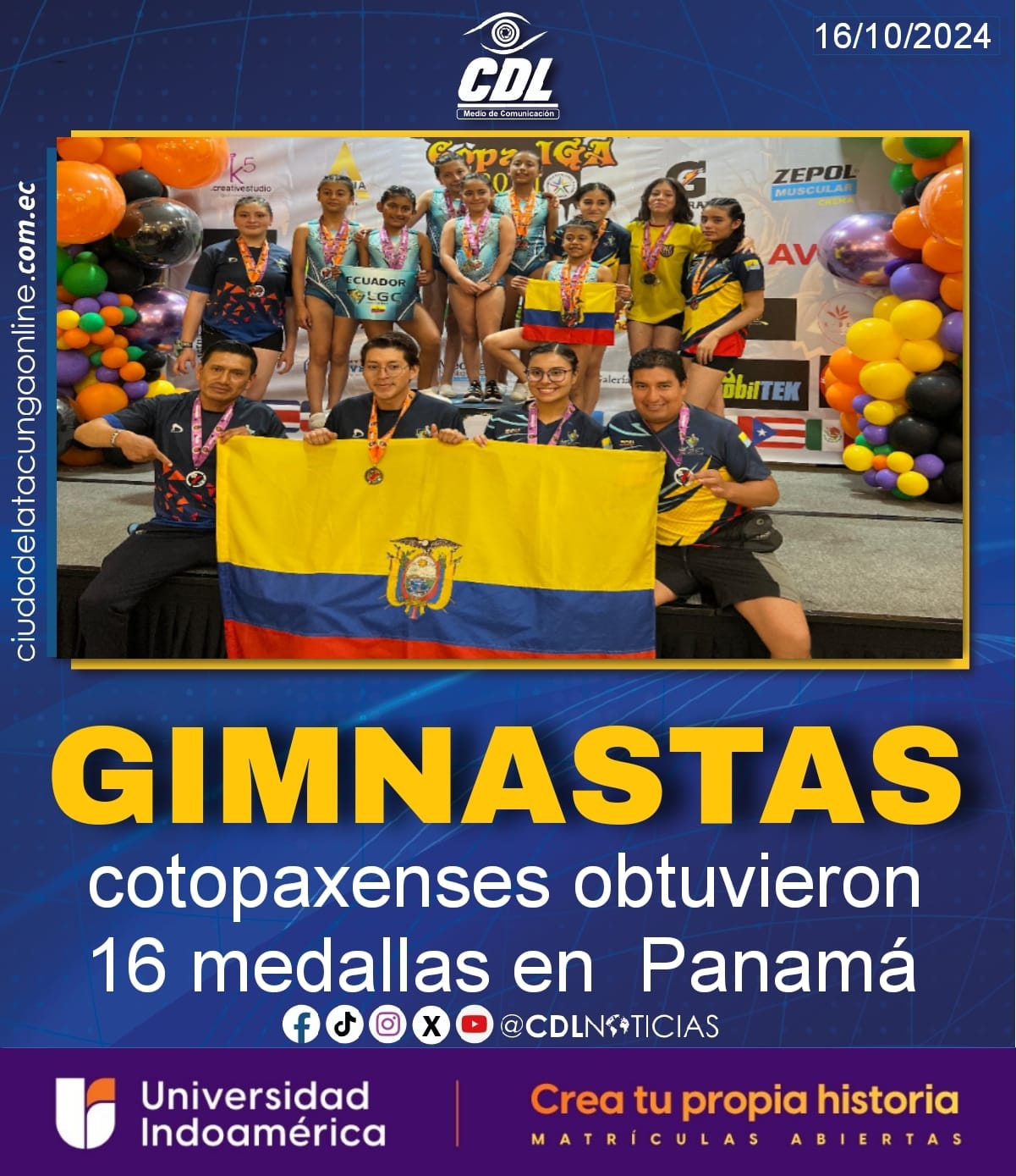 Gimnastas cotopaxenses obtuvieron 16 medallas en Panamá